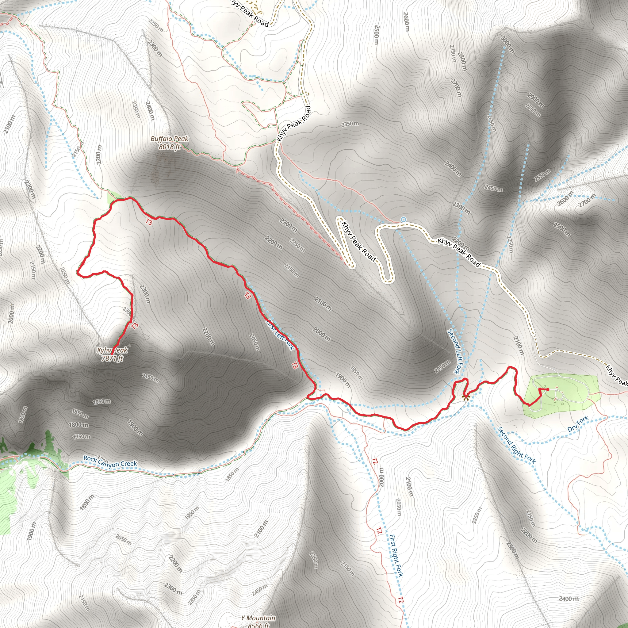 Rock Canyon Trail and Kyhv Peak Trail mobile static map