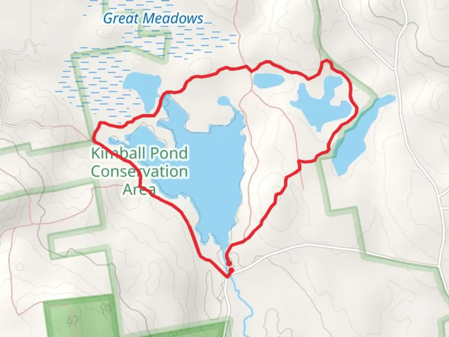 An image depicting the trail Kimball Pond Loop Trail and its surrounding area.