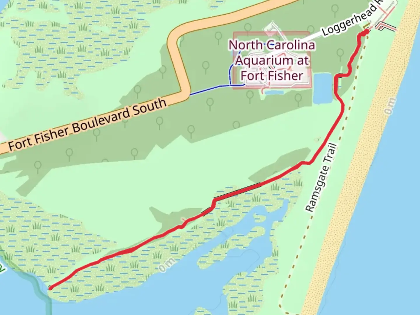 An image depicting the trail Basin Trail from Loggerhead Road and its surrounding area.