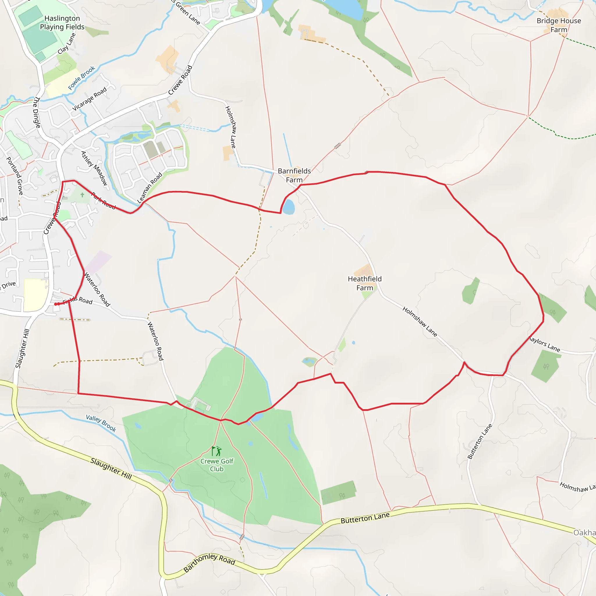 Haslington Countary Park Loop mobile static map