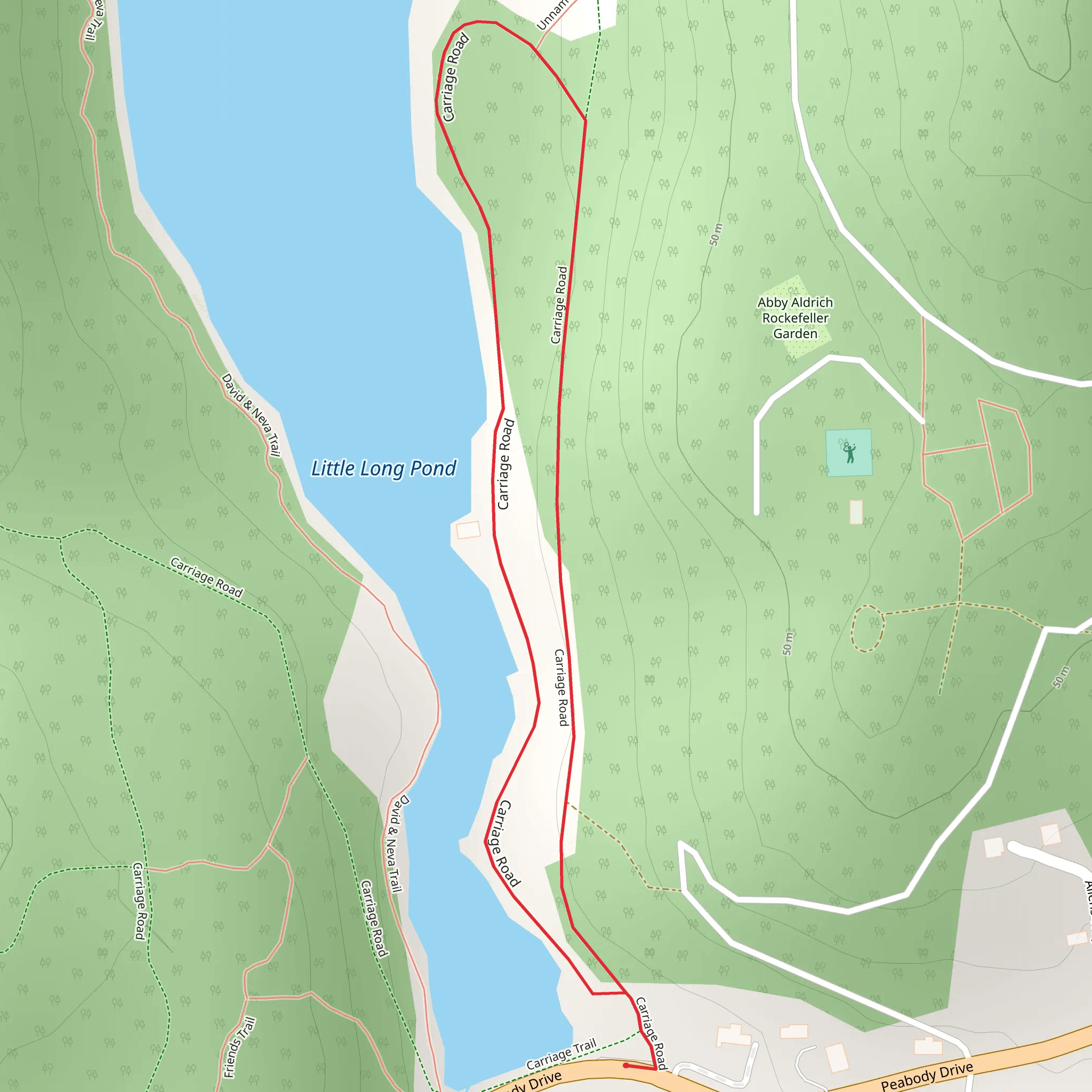 Little Long Pond - Carriage Road Loop mobile static map