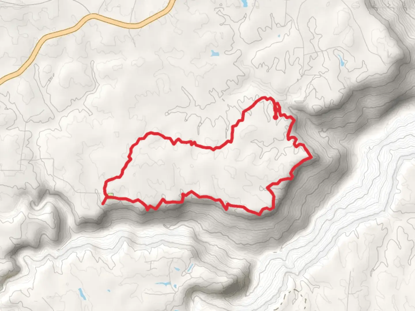 An image depicting the trail Laurel Trail and Big Creek Rim Loop Trail and its surrounding area.