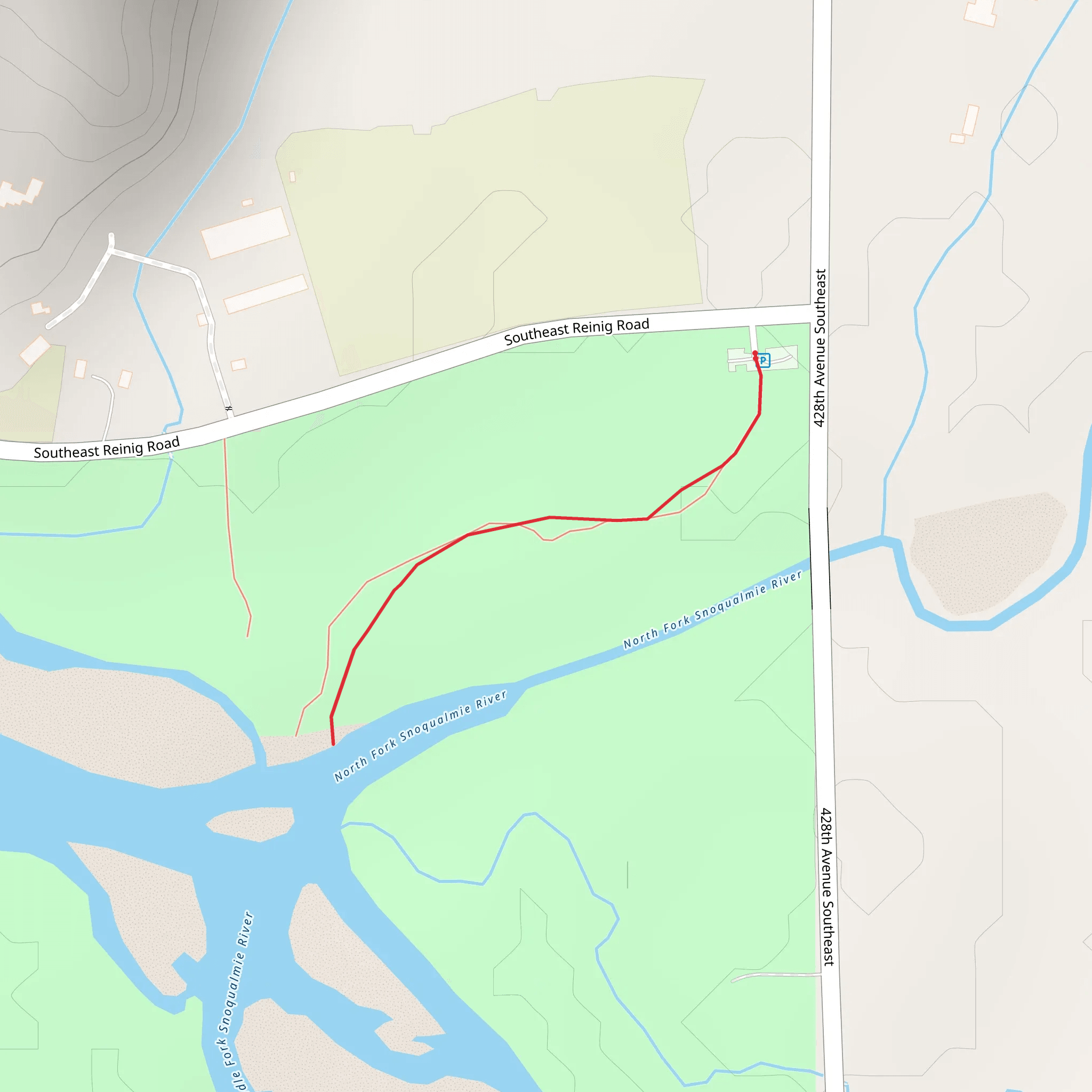 Southeast Reinig to Road North Fork Snoqualmie River mobile static map