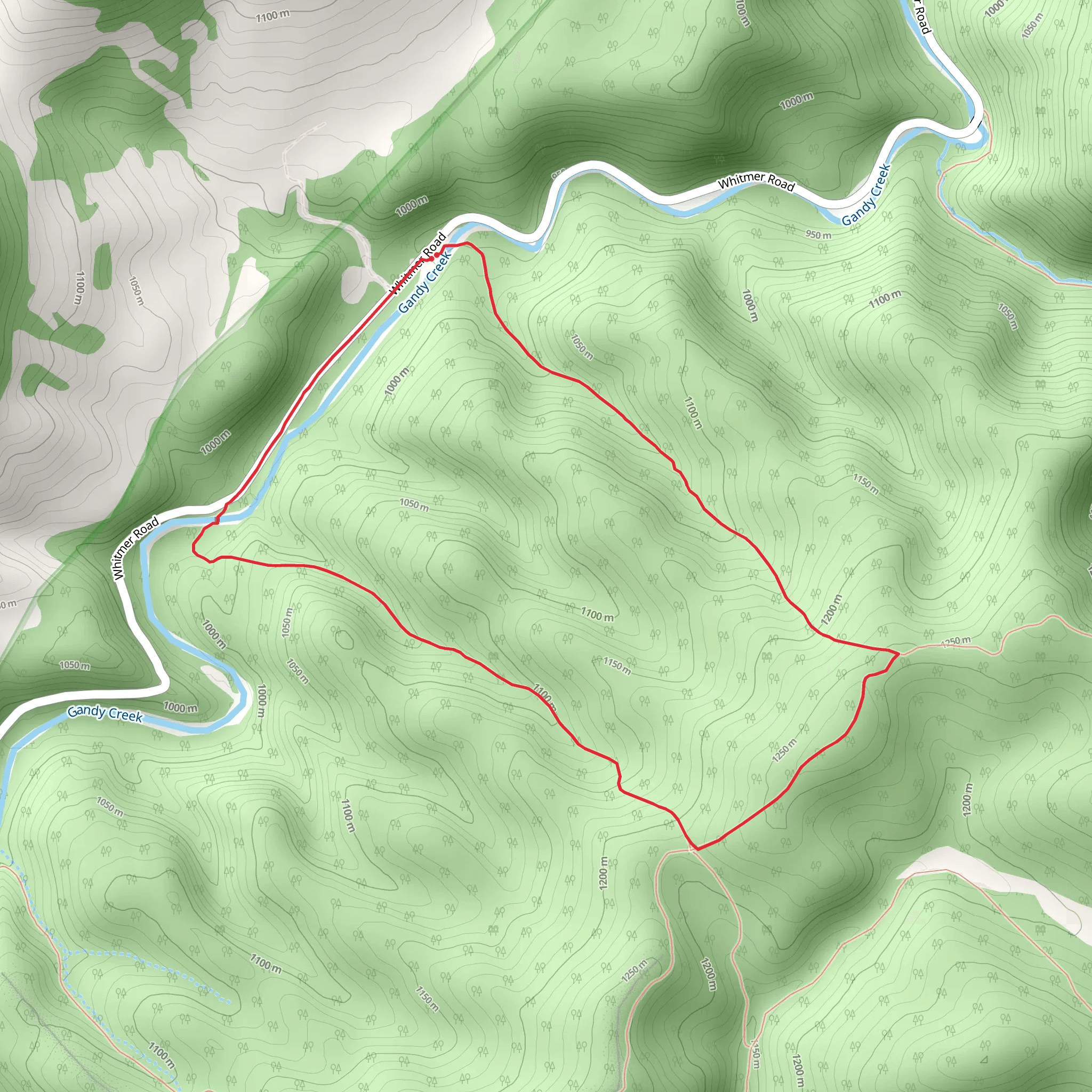 Bee Run, Elza and Gandy Creek Loop Trail mobile static map