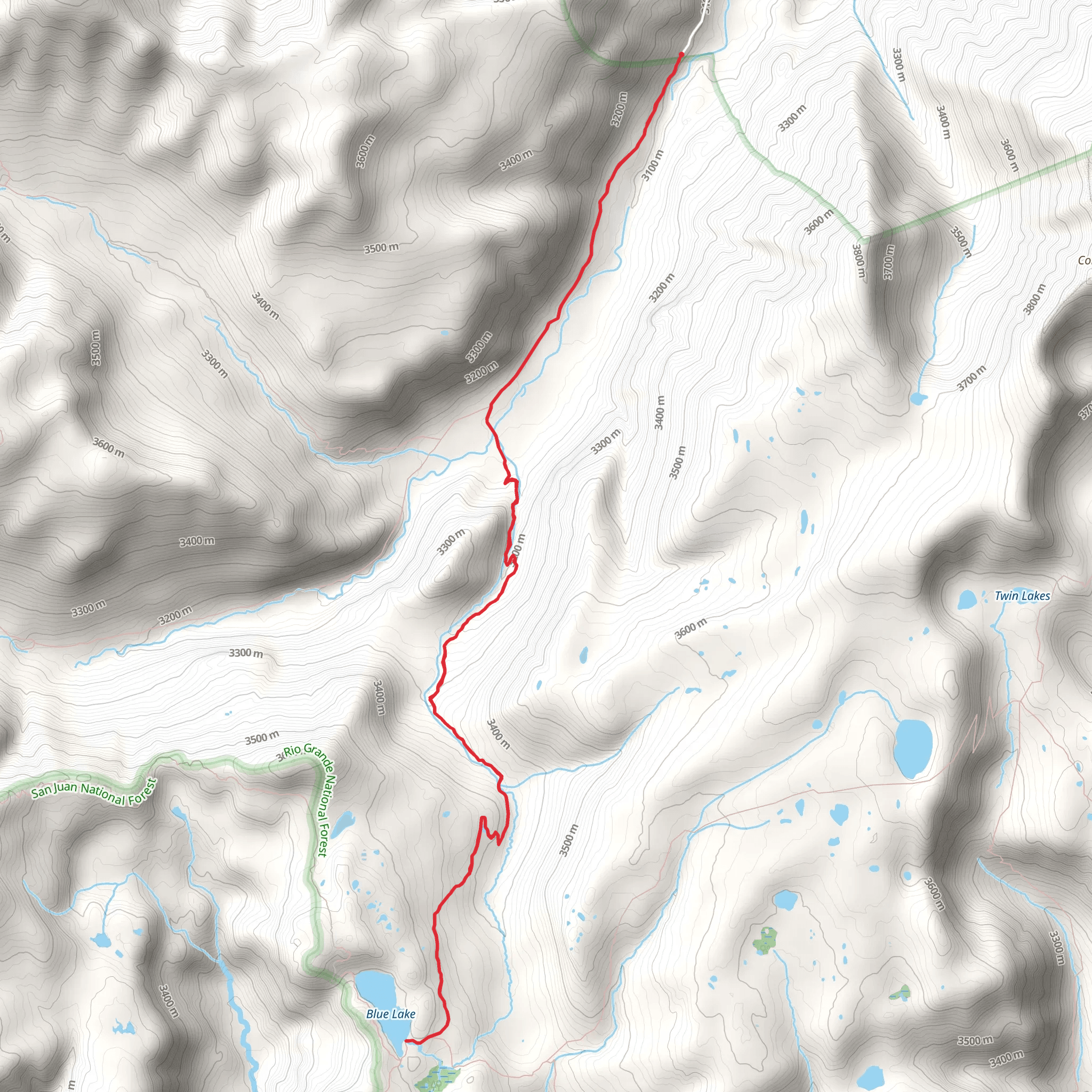 Blue Lake via Conejos River Trail mobile static map