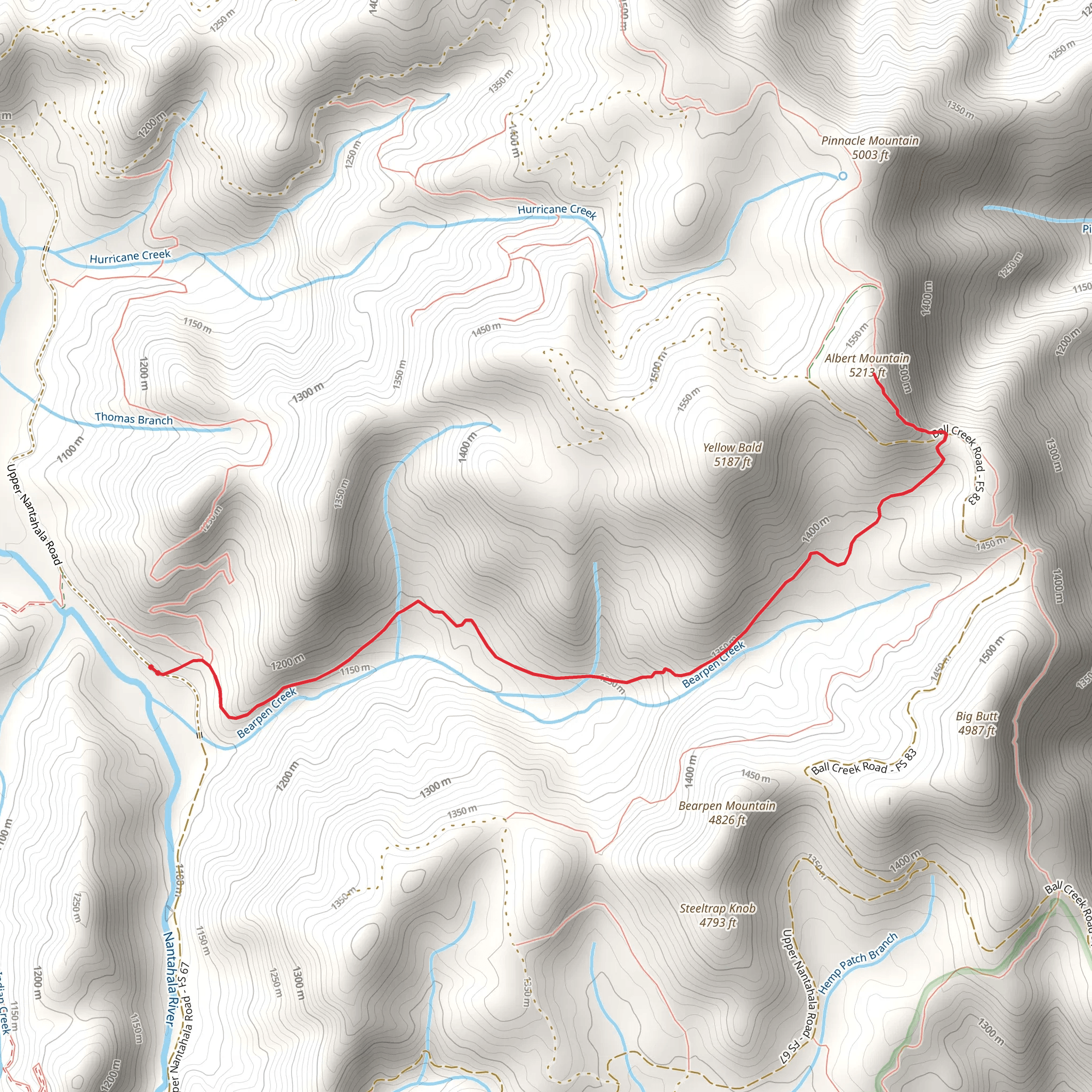 Albert Mountain via Bear Pen Gap Trail mobile static map