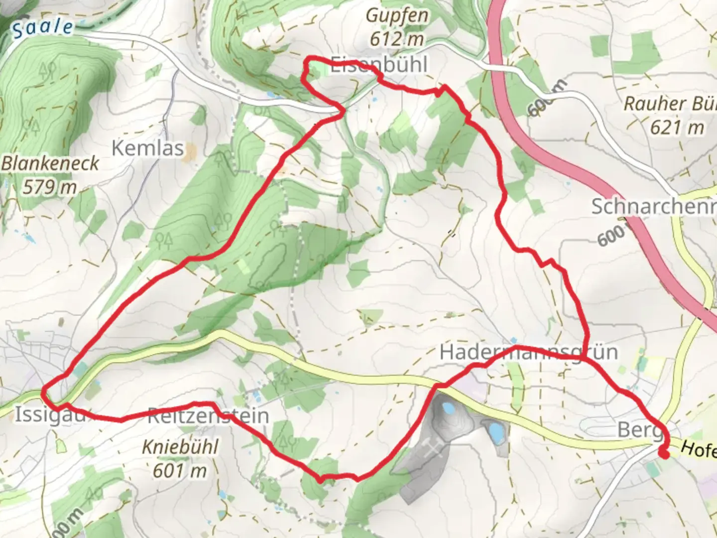 An image depicting the trail Eisenpark Weg and its surrounding area.