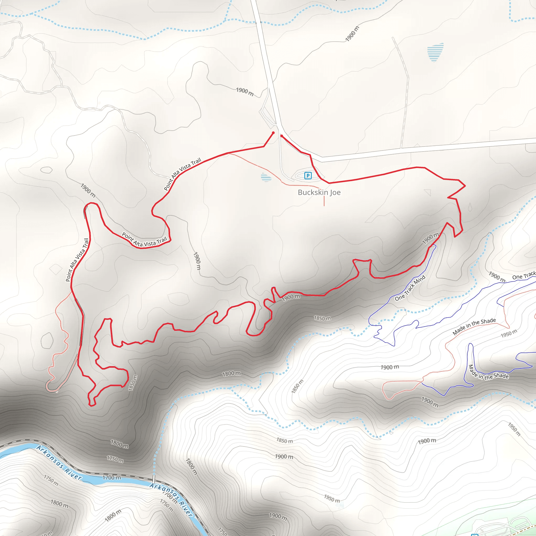 Point Alta Vista Trail and One Track Mind Loop mobile static map