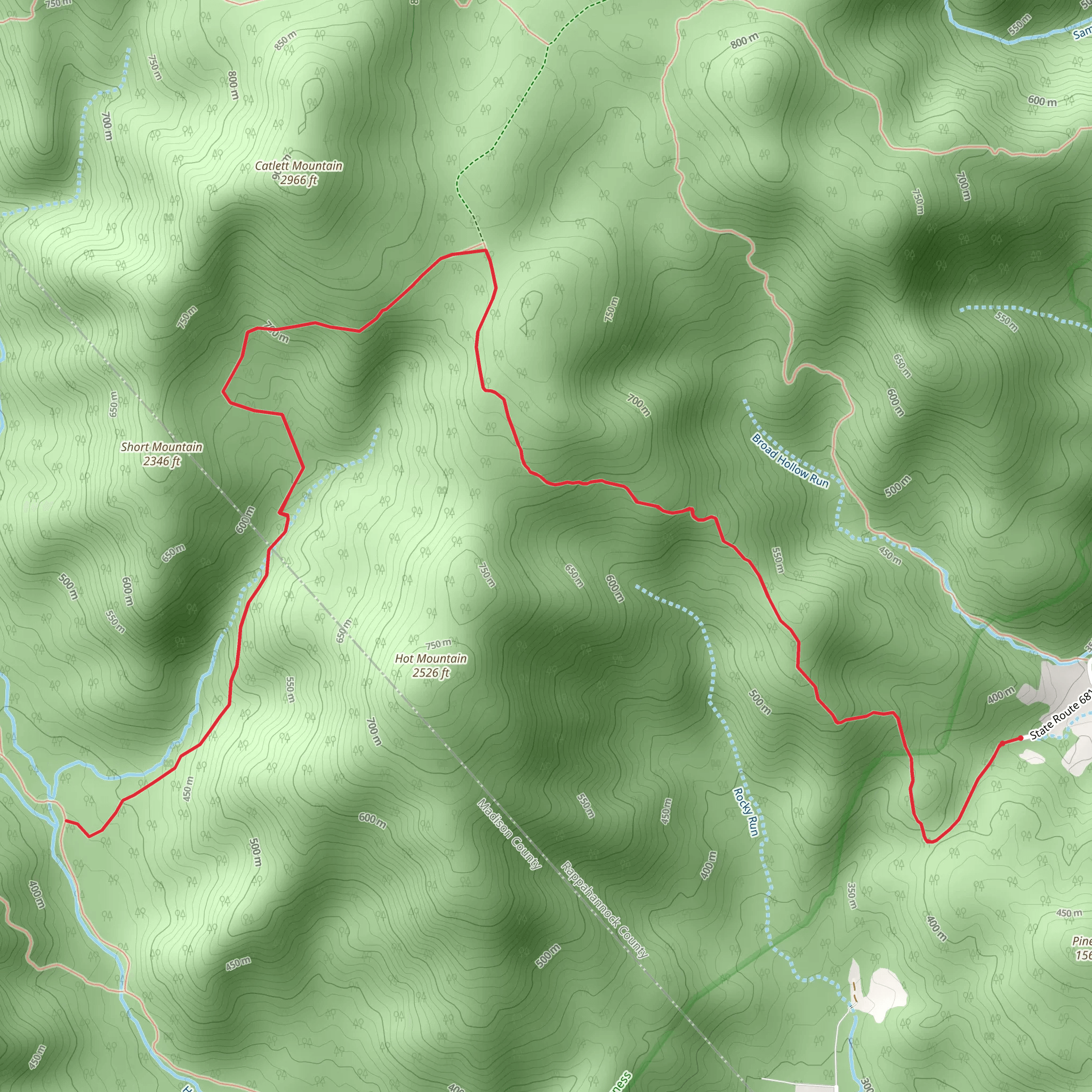 Hot Short Mountain via Pine Hill Gap Trail mobile static map