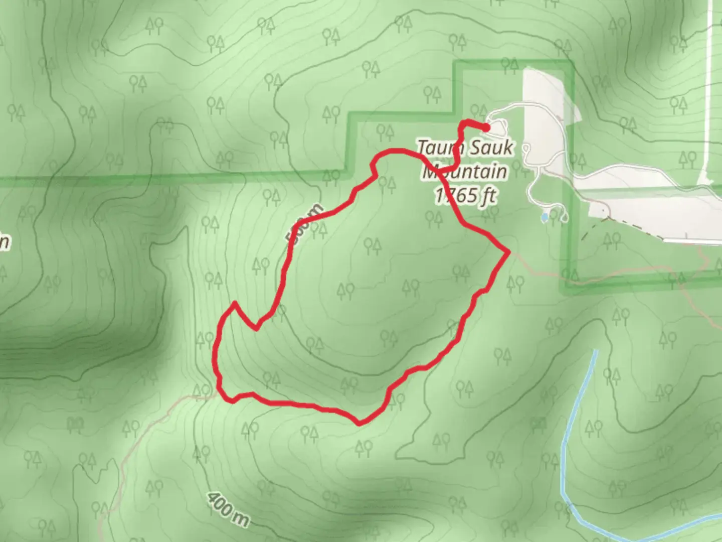 An image depicting the trail Mina Sauk Falls Loop Trail and its surrounding area.