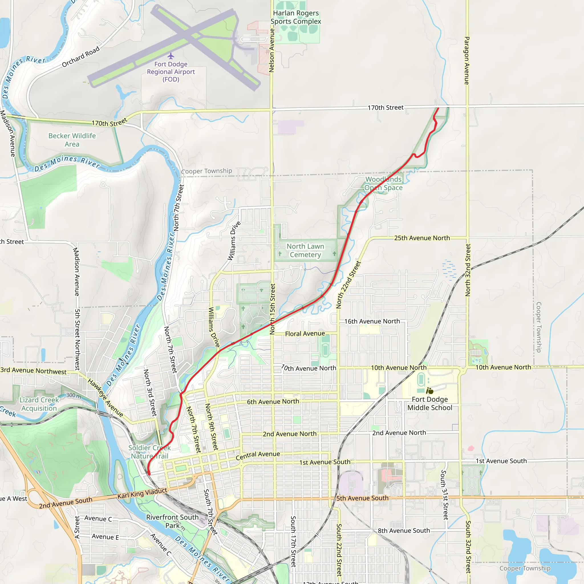 Fort Dodge Nature Trail mobile static map