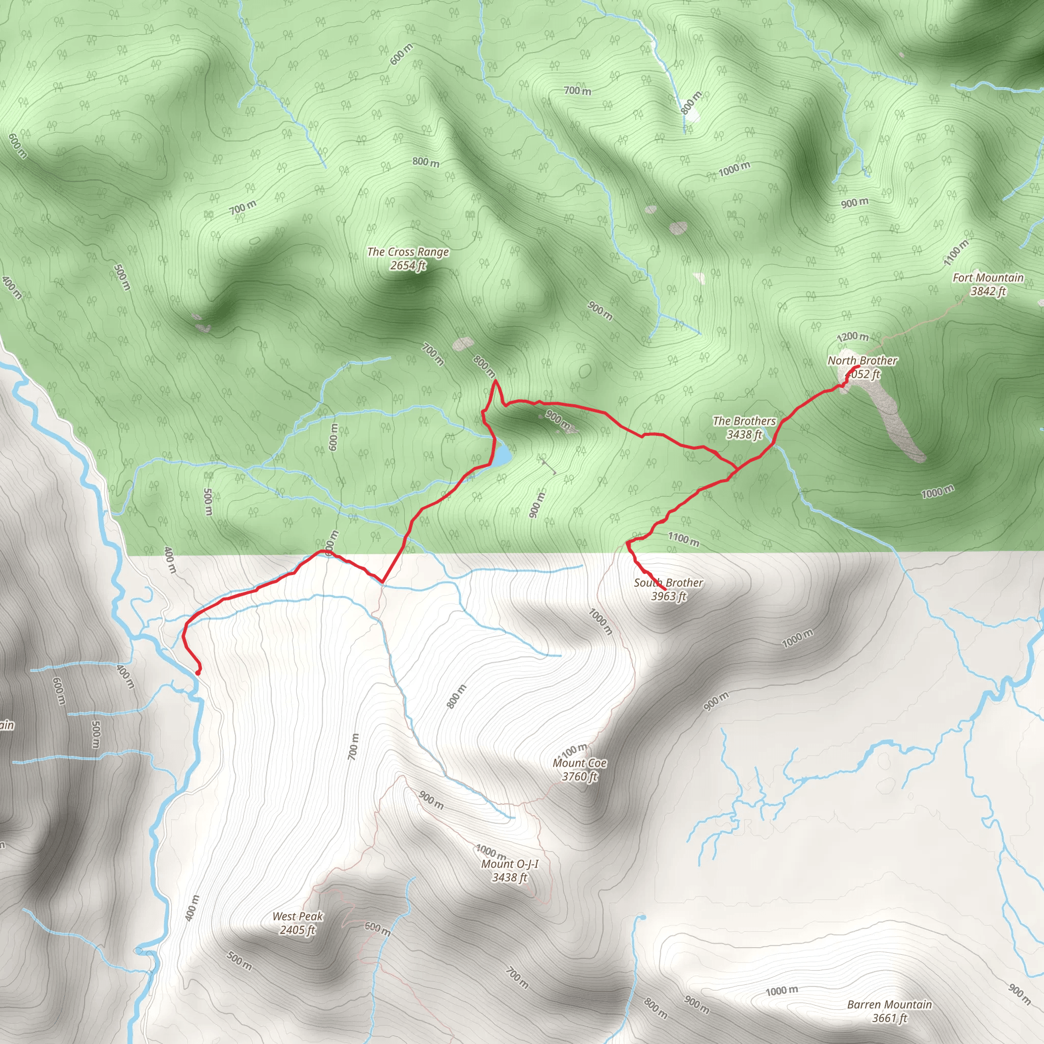 South Brother and North Brother via Marston Trail mobile static map