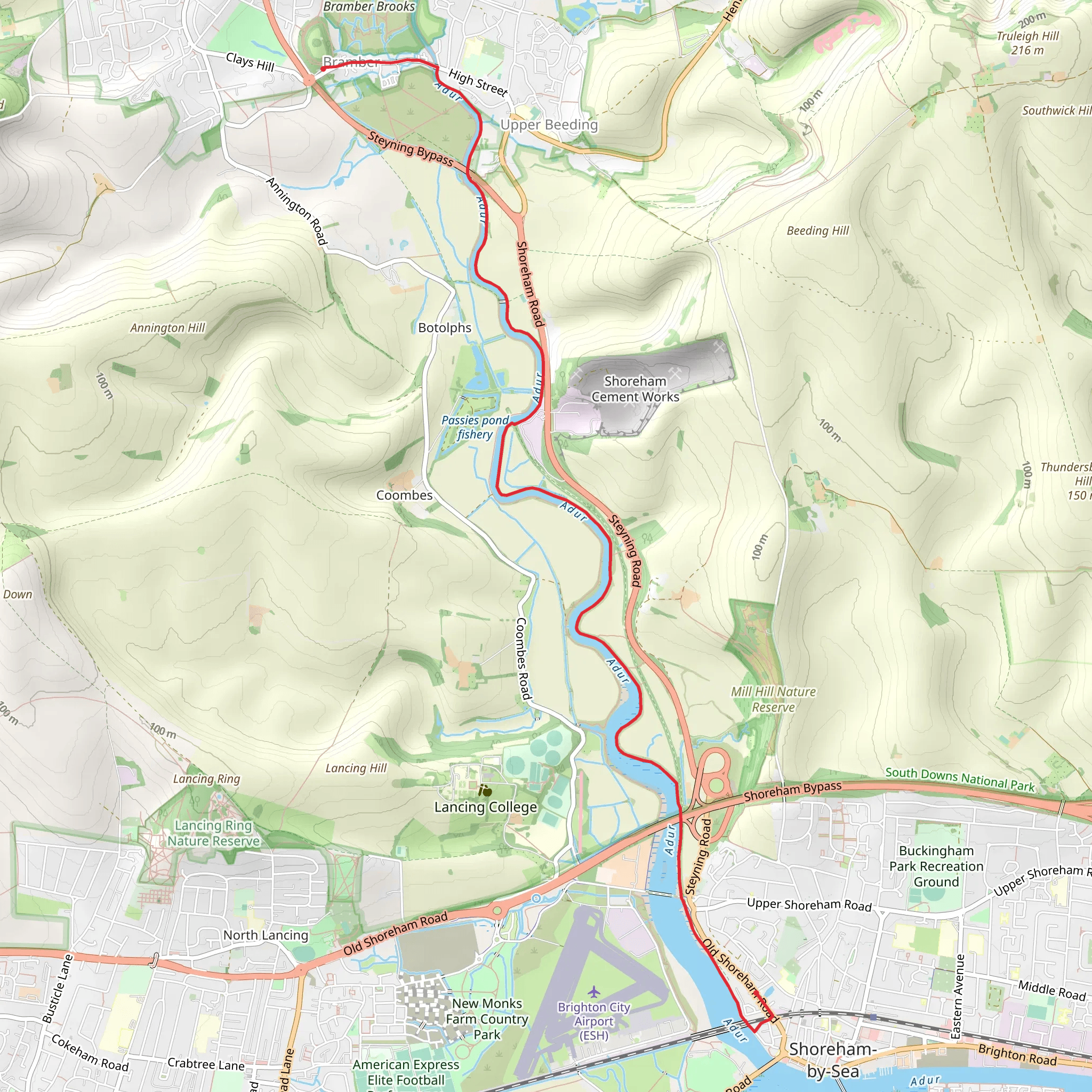 River Adur and Bramber Castle Walk mobile static map