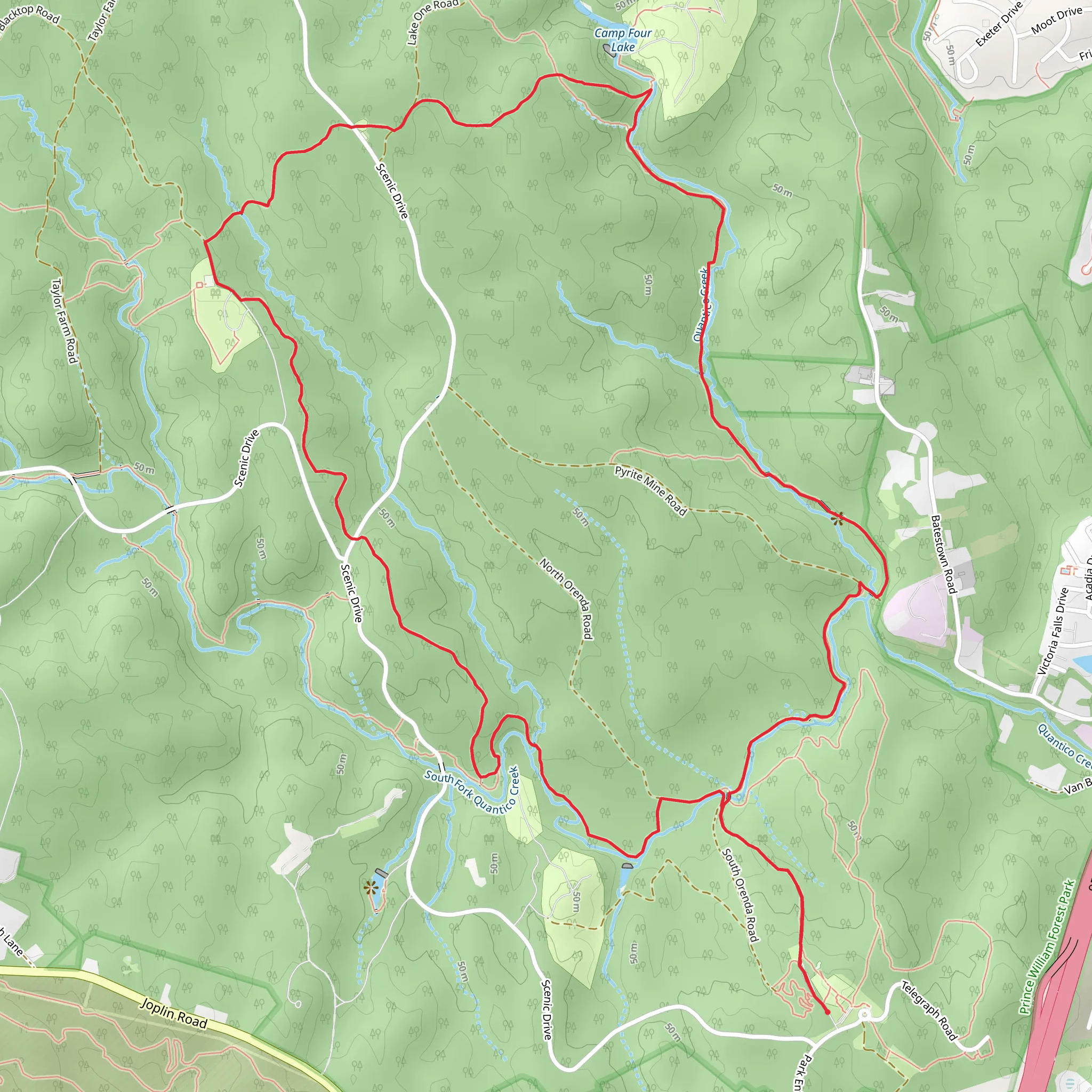 South - North Valley - Quantico Cascades - Mary Bird Branch - Turkey Run Ridge- Laurel Loop Trail mobile static map