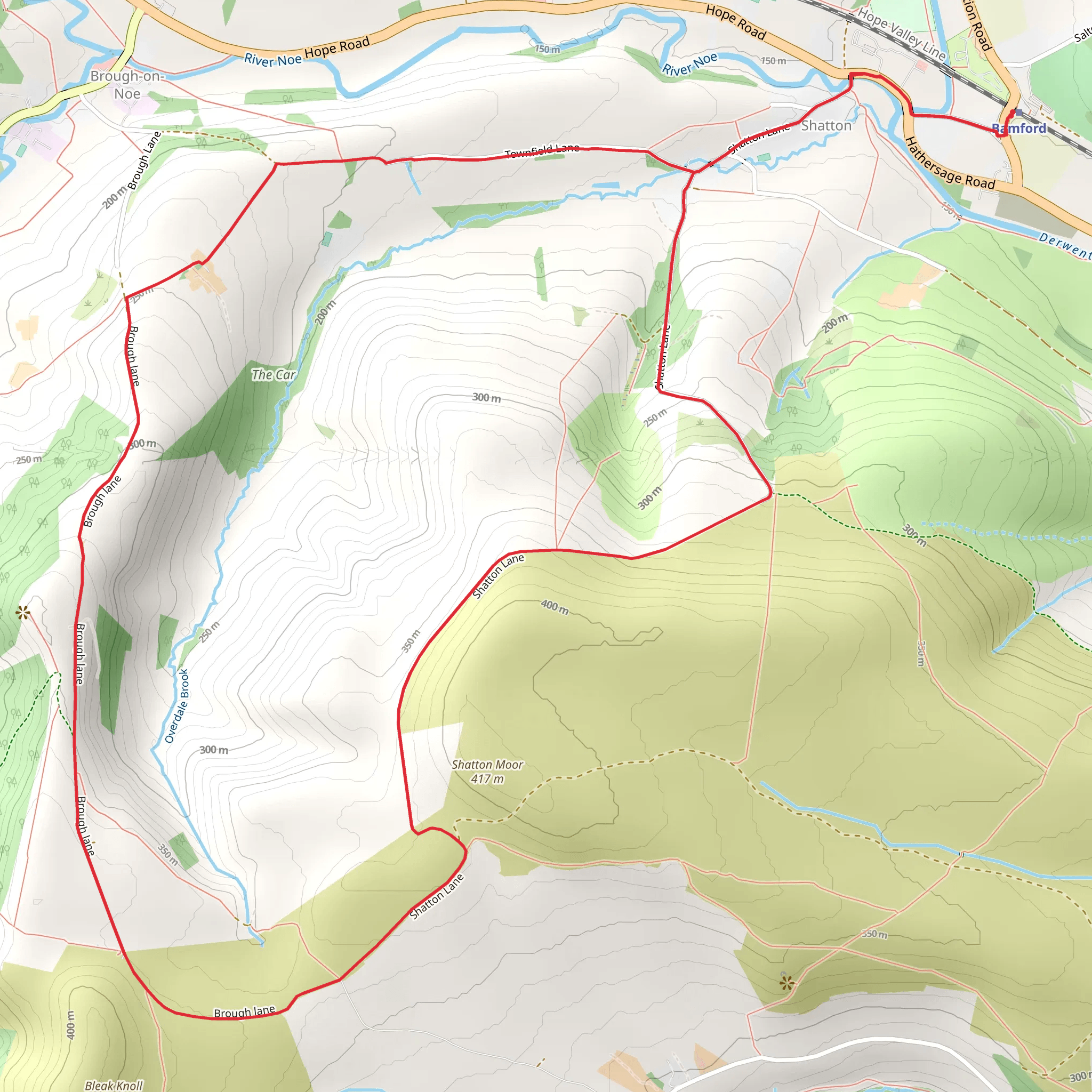 Shatton Moor and Rebellion Knoll Loop mobile static map
