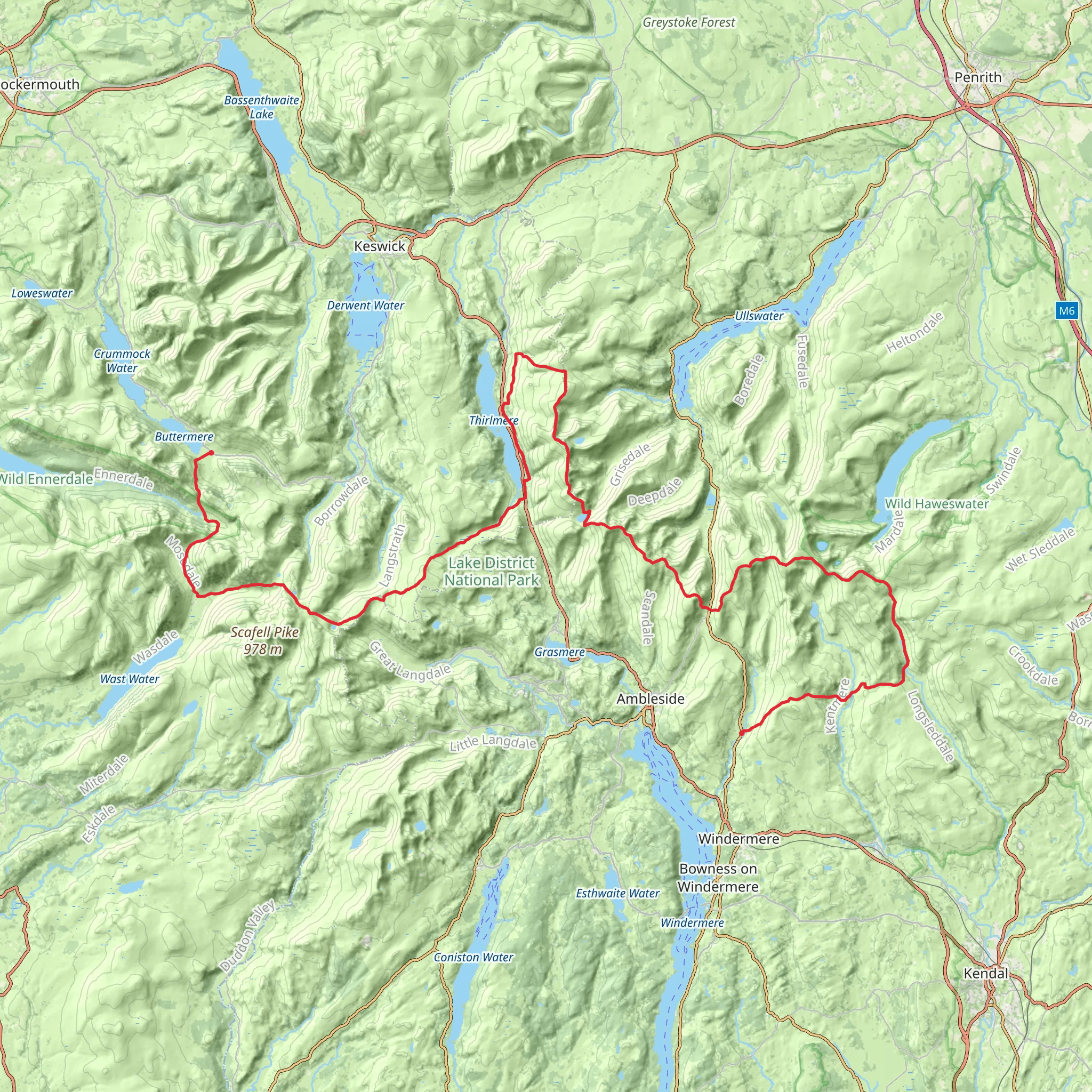 Troutbeck to Gatesgarth Farm Walk mobile static map
