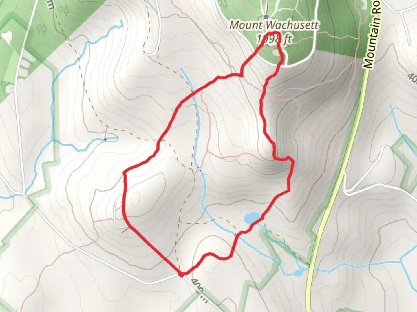 An image depicting the trail Mount Wachusett and Echo Lake Loop via Midstate Trail and its surrounding area.