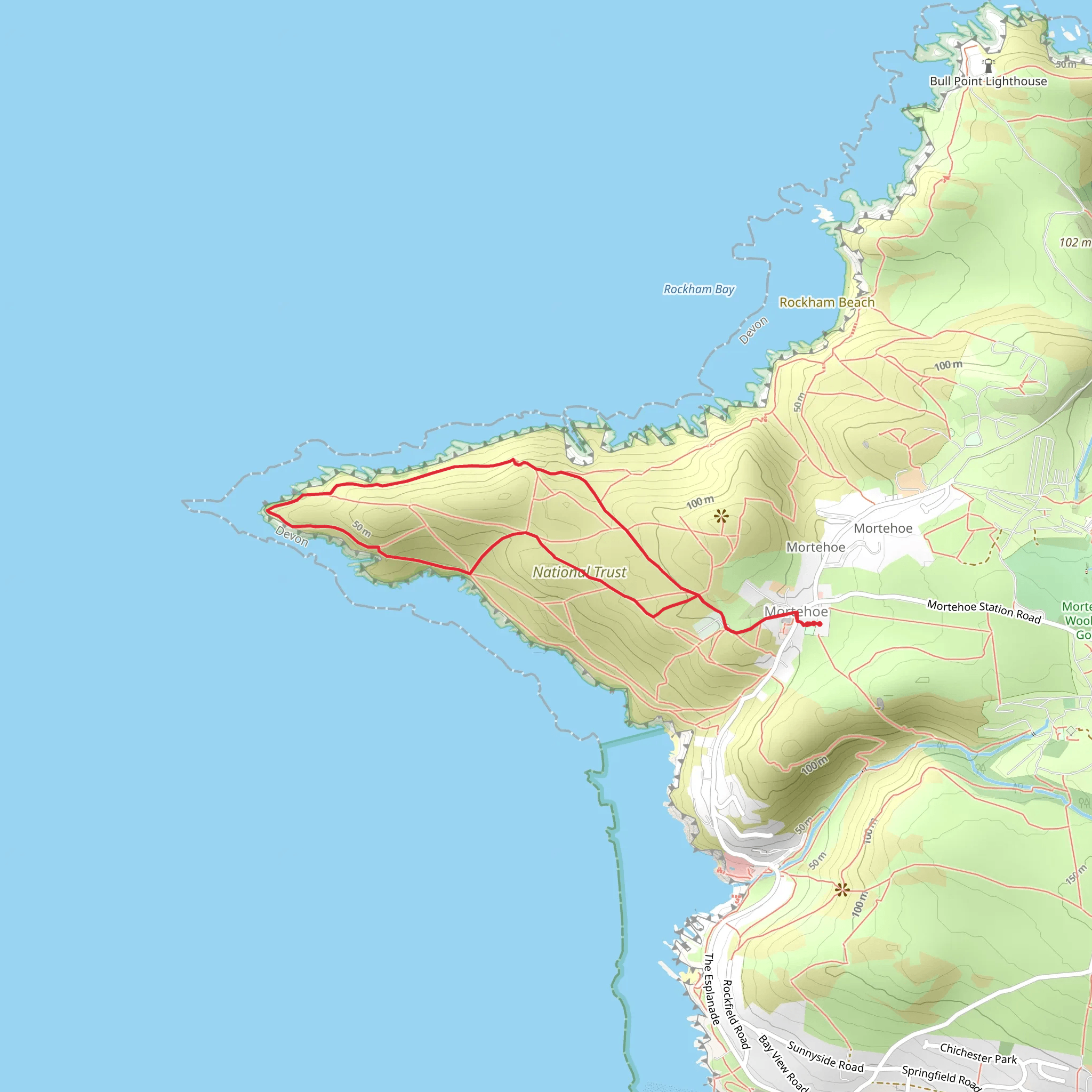 Morte Point Walk - Seals and Smugglers mobile static map