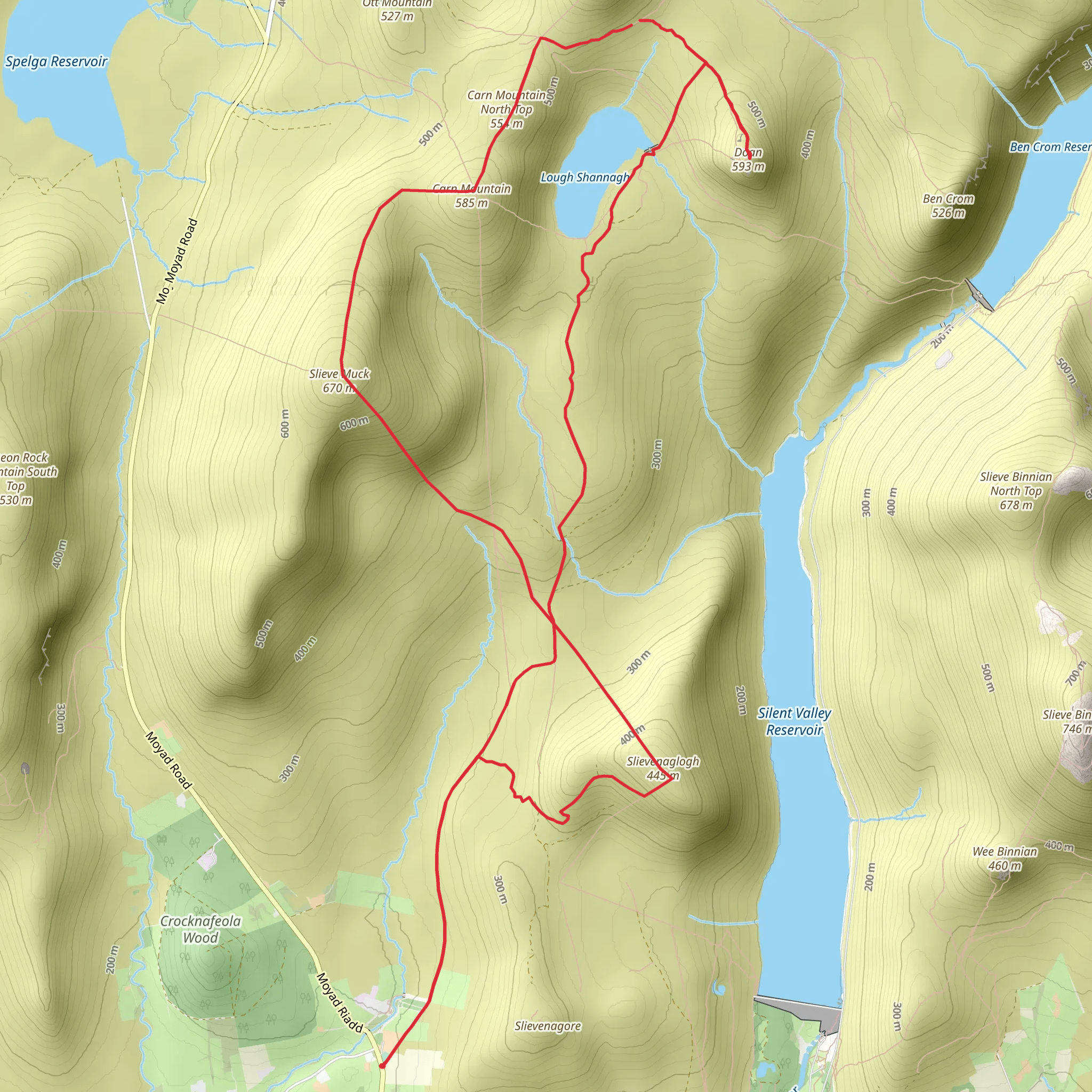 Slieve Muck and Lough Shanna Loop mobile static map