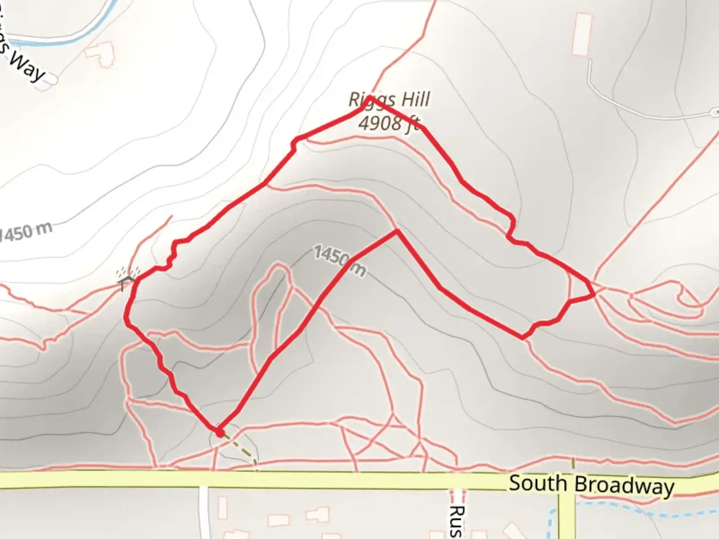 An image depicting the trail Riggs Hill Loop and its surrounding area.