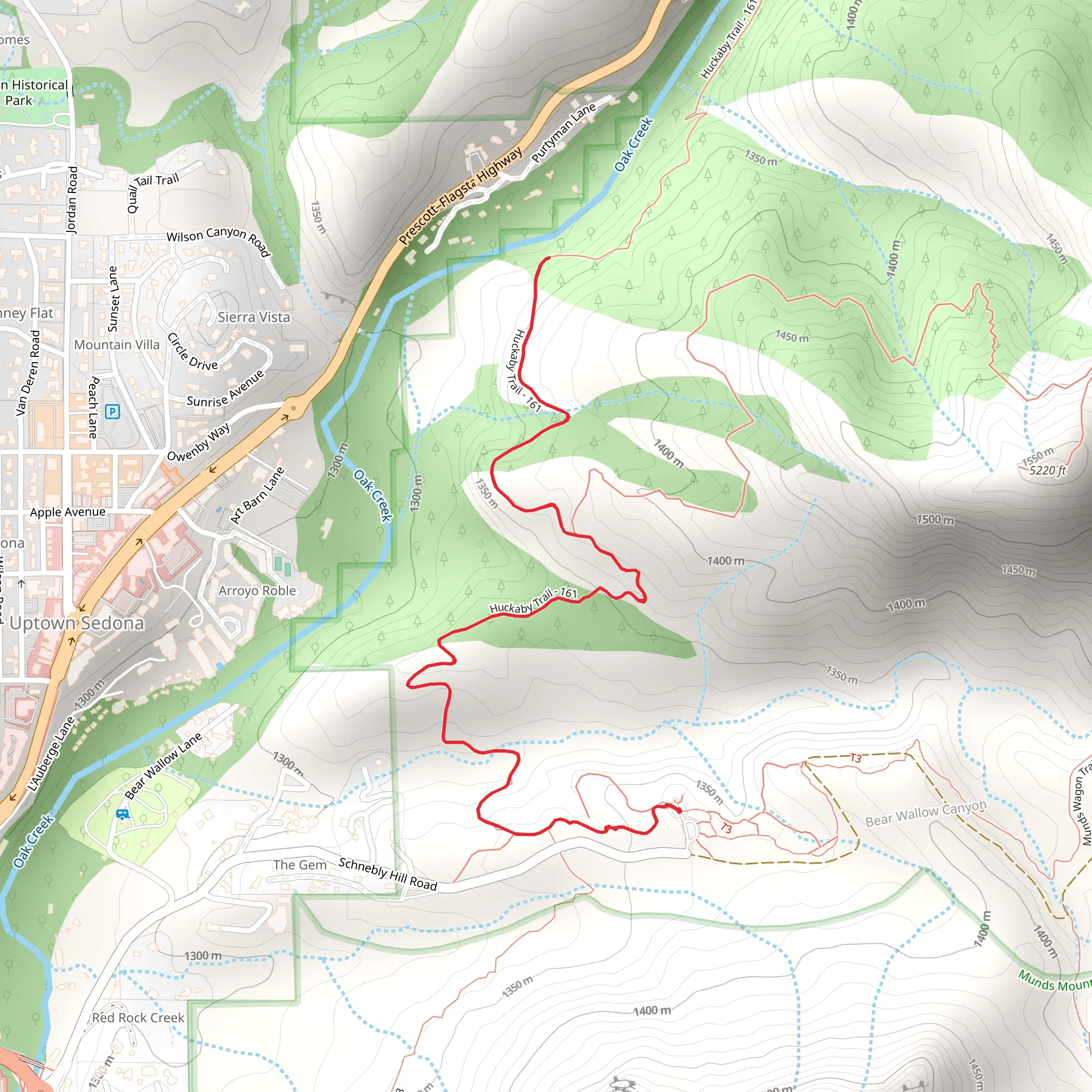 Huckaby Trail to Oak Creek mobile static map