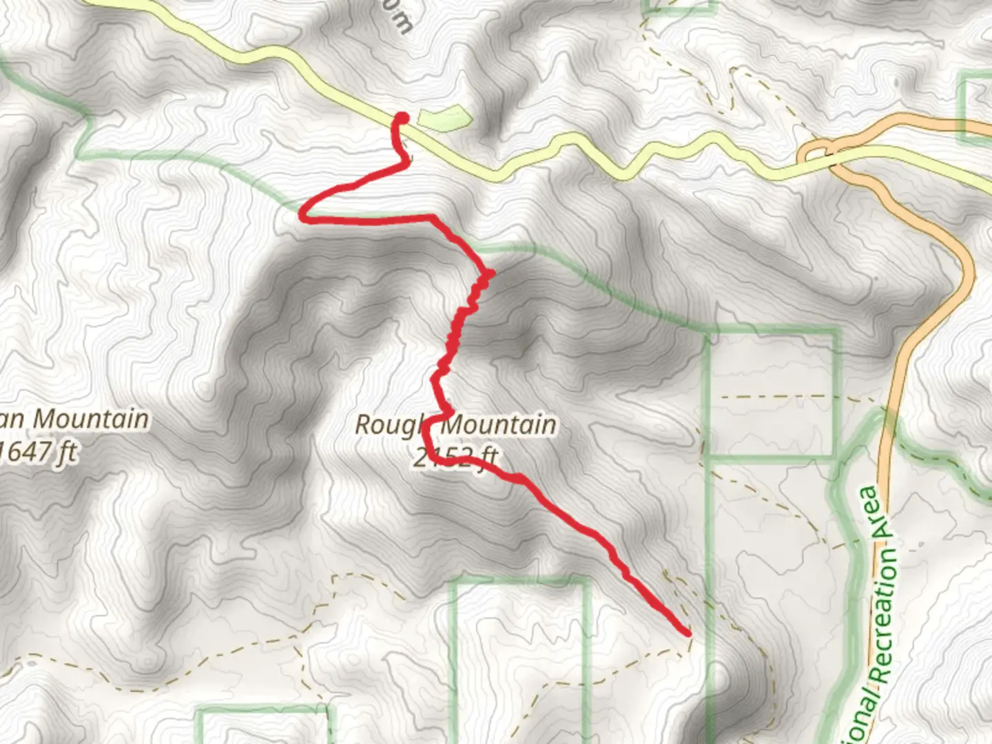 An image depicting the trail Rough Mountain via Ouachita Trail and its surrounding area.
