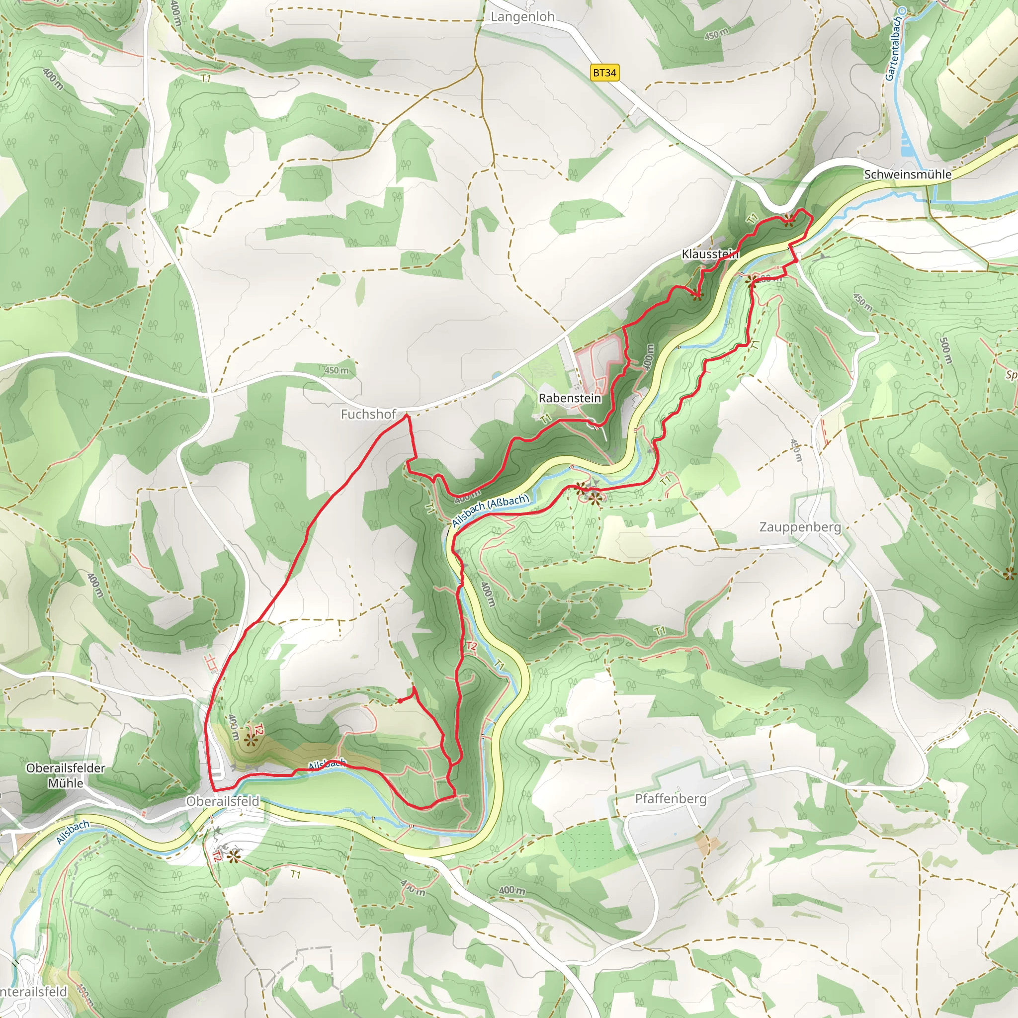 Ludwigshöhle, Burg Rabenstein and Sophienhöhle Loop mobile static map