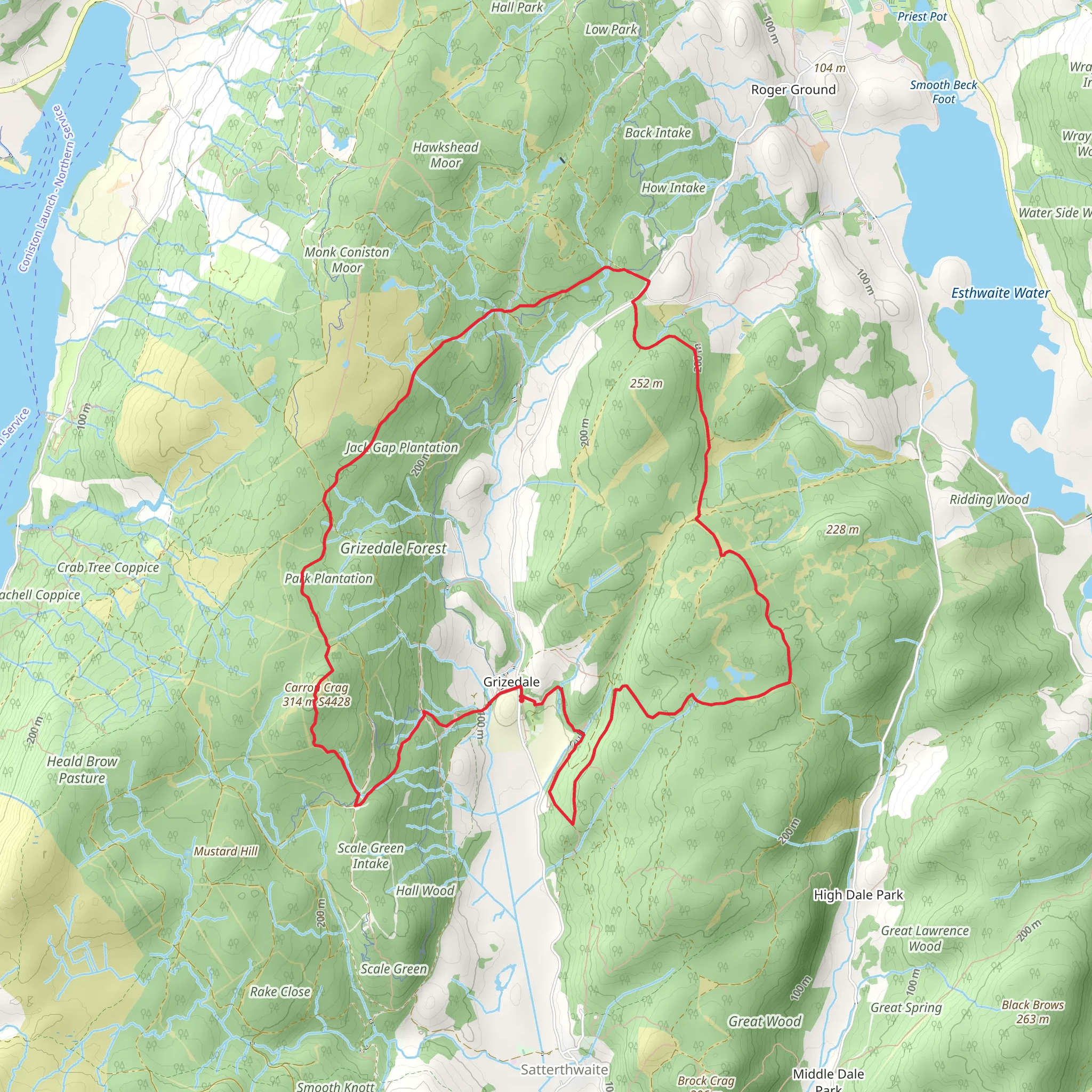 Grizedale Northern Circular Walk mobile static map
