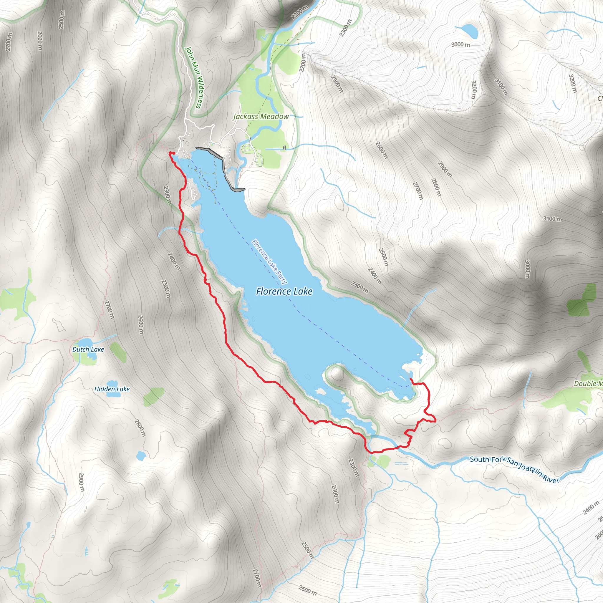 Florence Ferry via Florence Lake Trail mobile static map