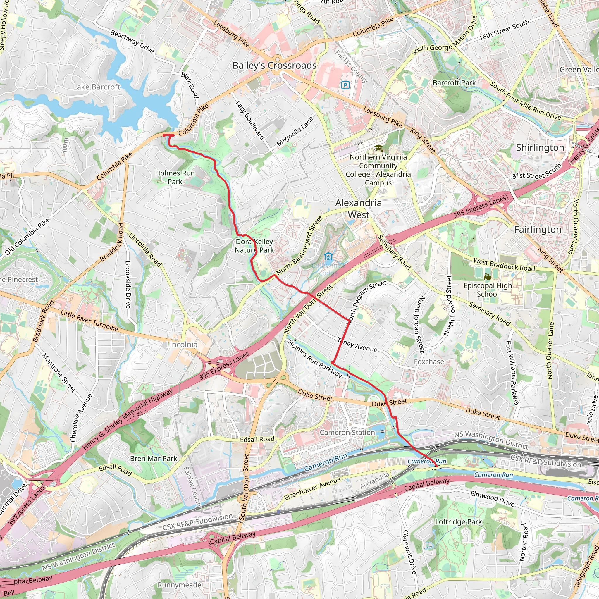 Holmes Run Trail mobile static map