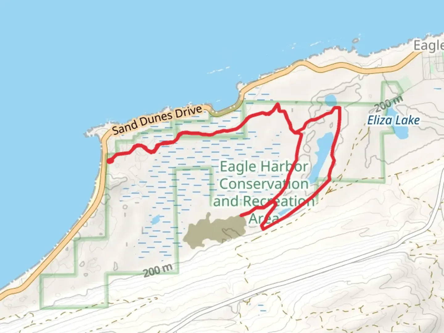 An image depicting the trail Long Lake Loop and its surrounding area.