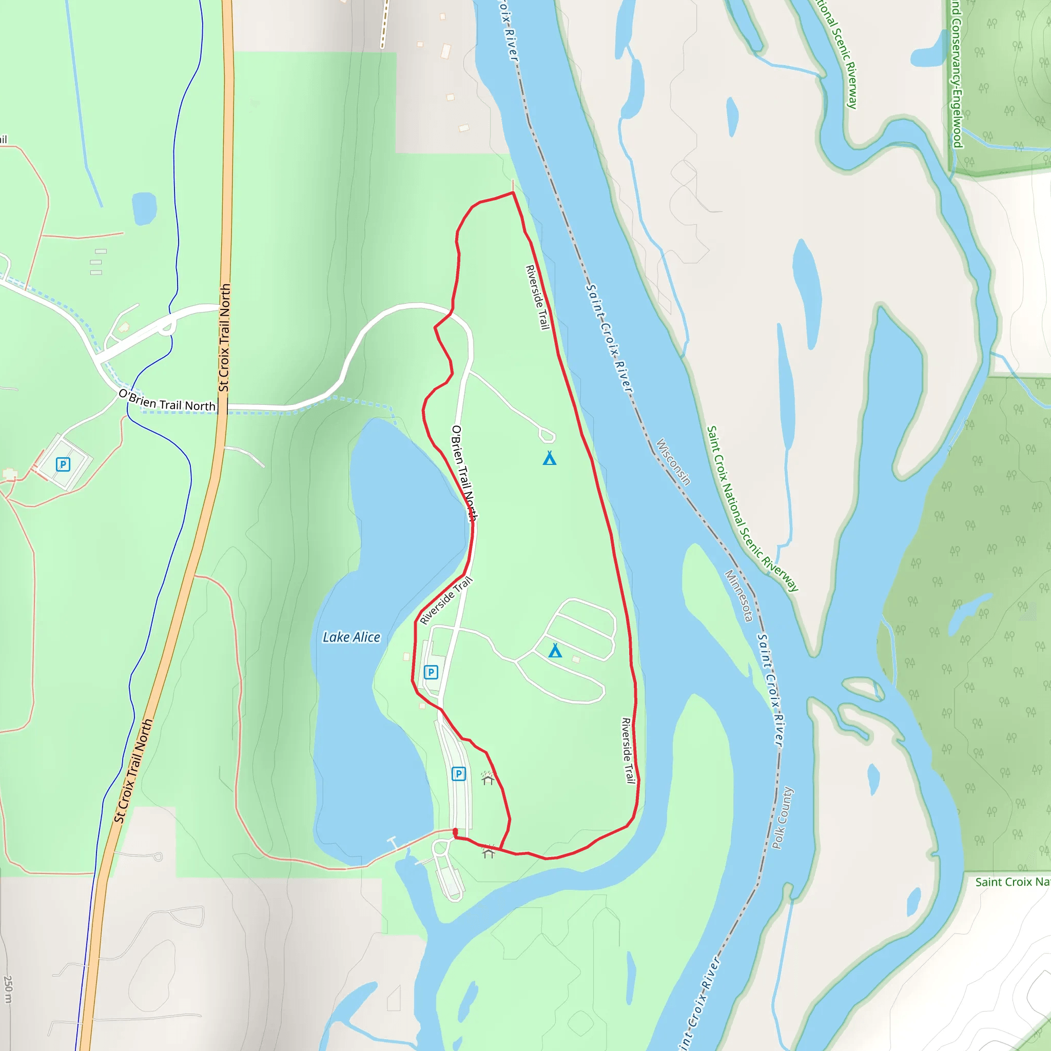 Saint Croix River via Riverside Loop Trail mobile static map