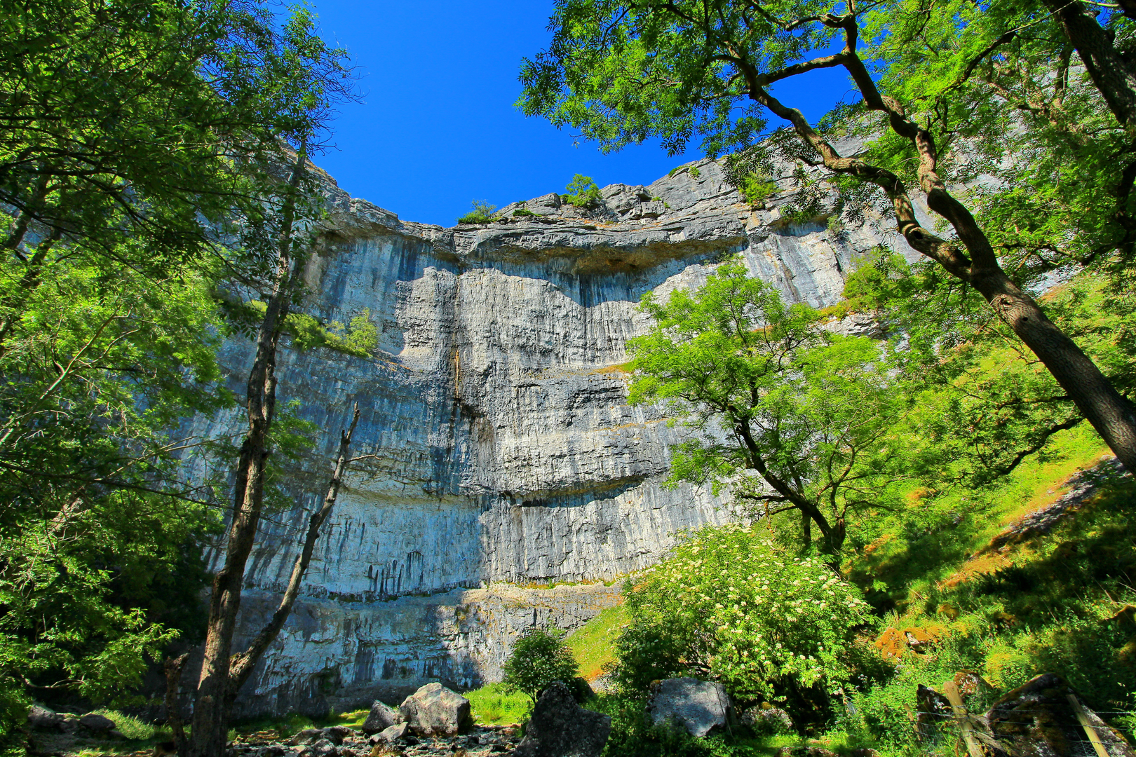 An image depicting the trail Malham Cove Gordale Scar and Janets Foss and its surrounding area.