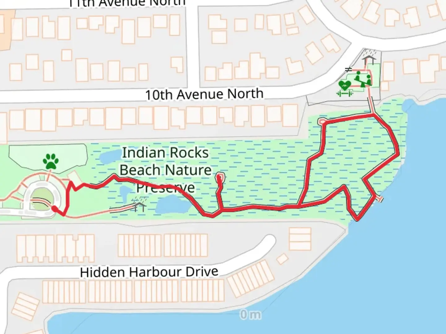 An image depicting the trail Indian Rocks Beach Nature Preserve Loop and its surrounding area.