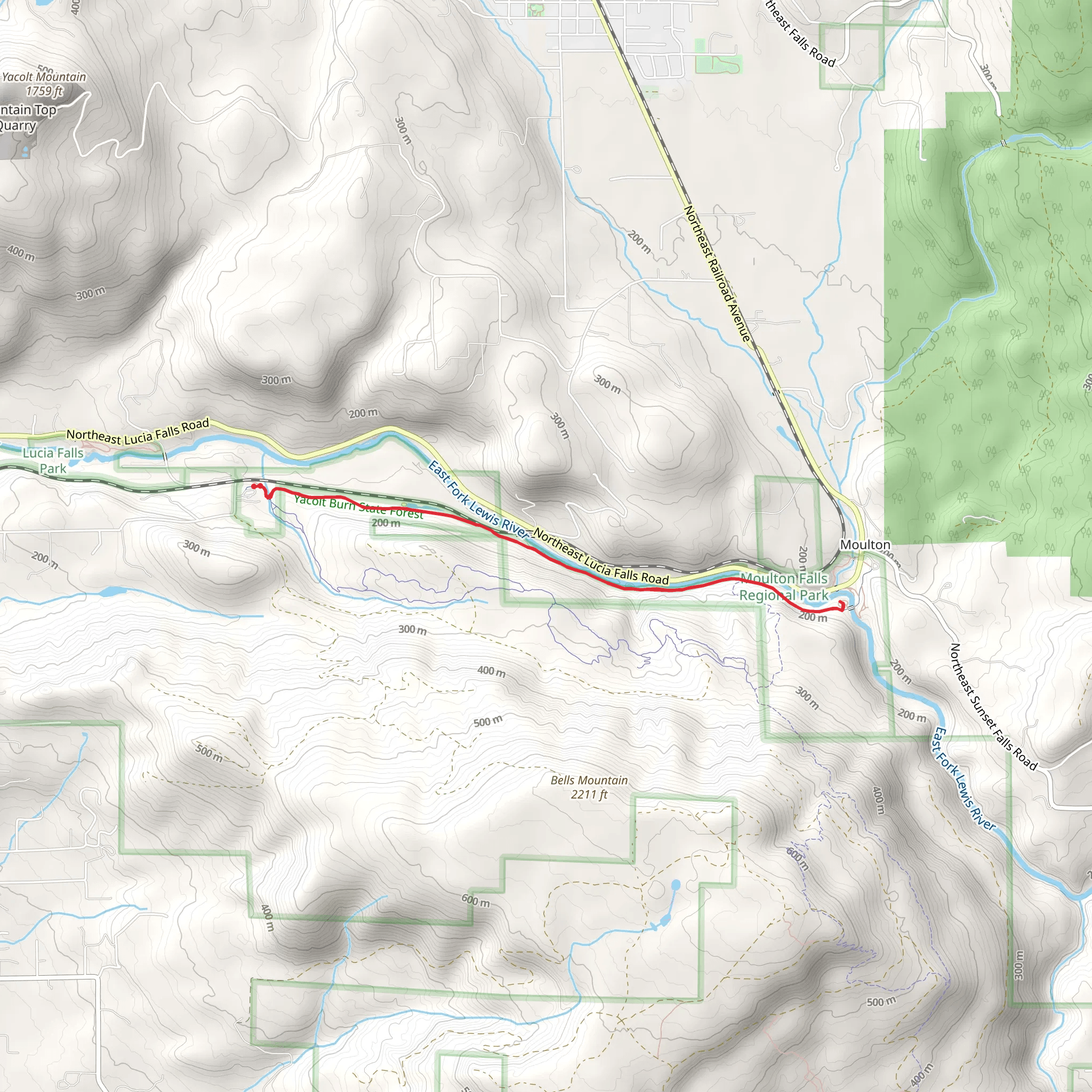 Chinook Trail and East Fork of the Lewis River Trail mobile static map