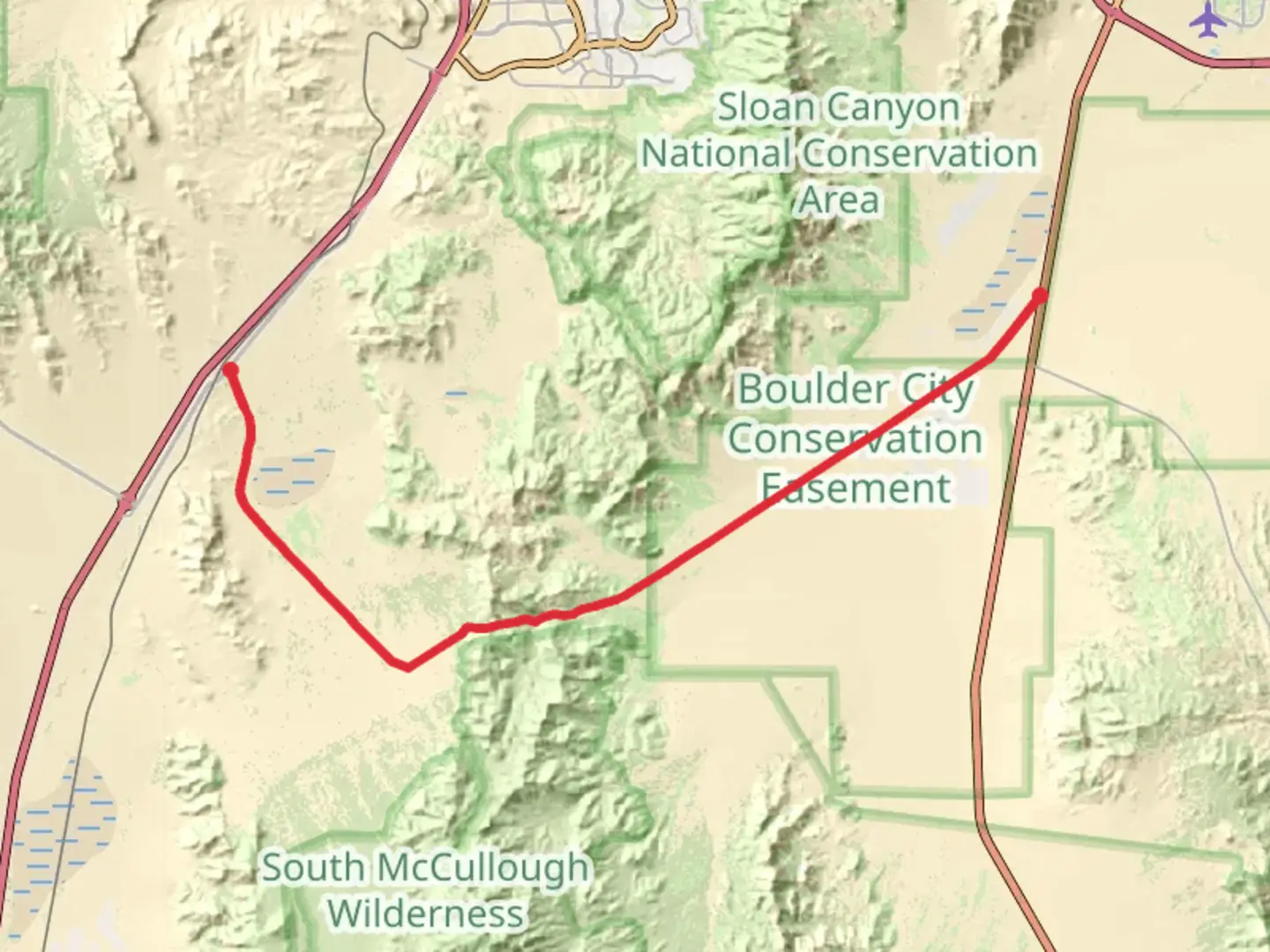 An image depicting the trail McCullough Pass and its surrounding area.