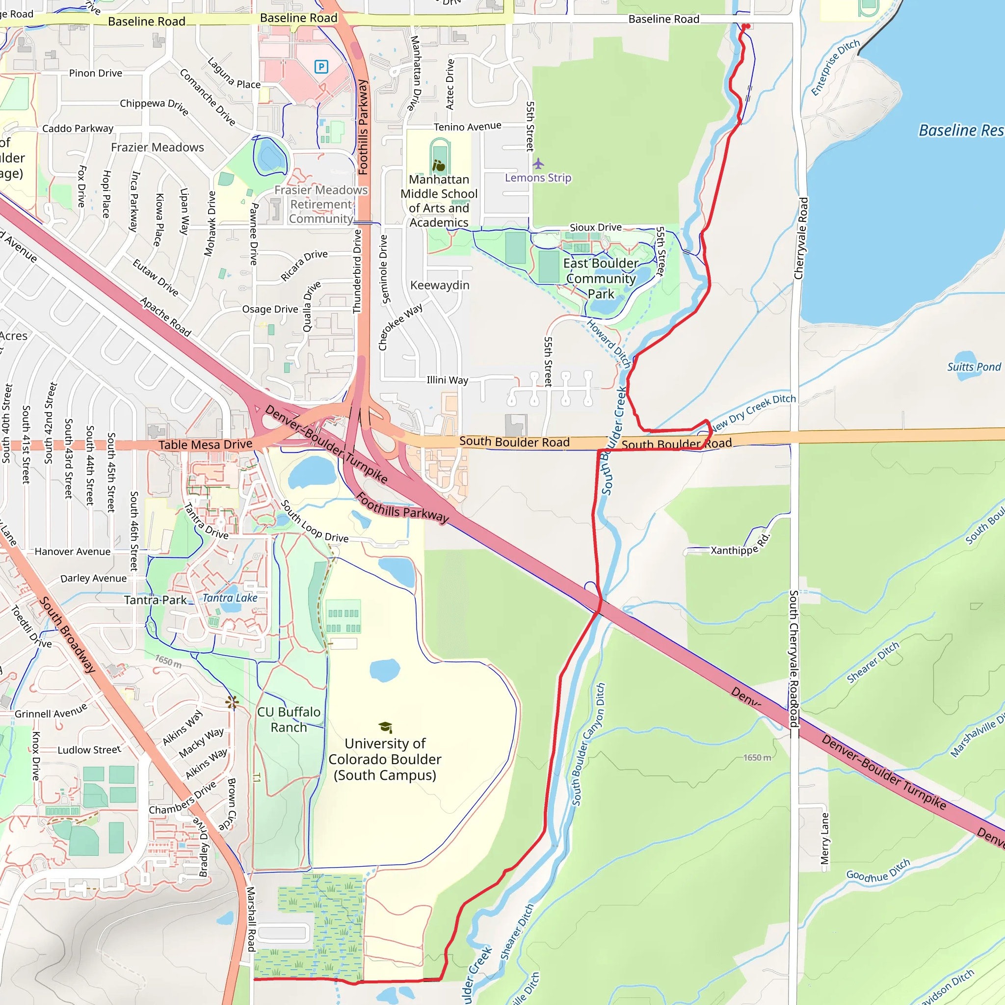 South Boulder Creek Trail mobile static map