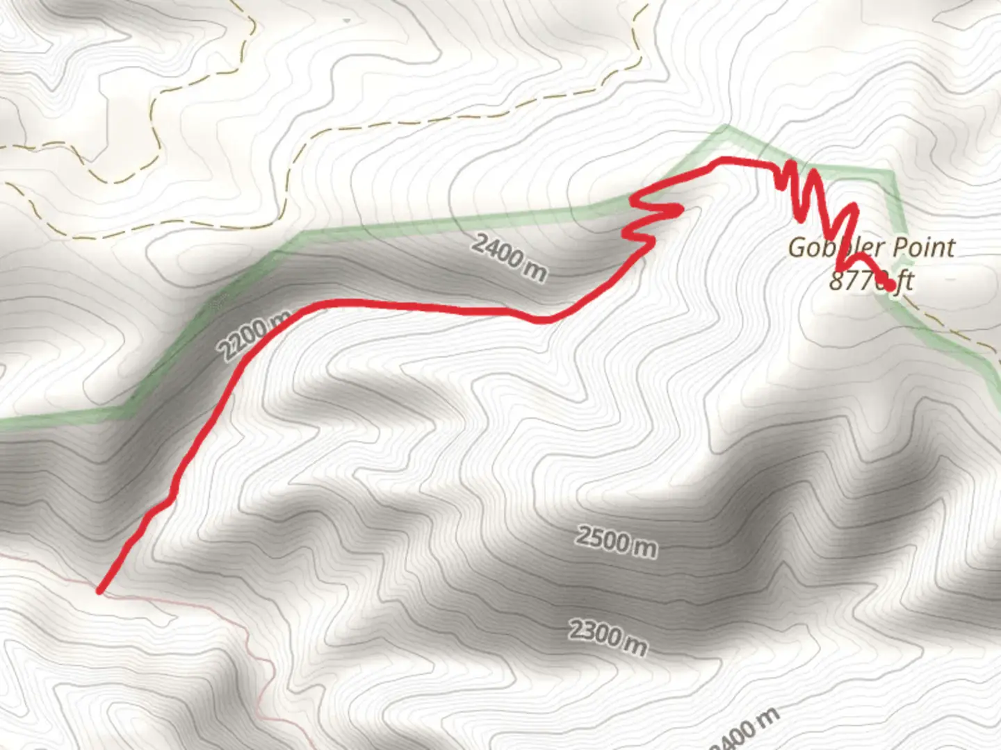An image depicting the trail Gobbler Point Trail and its surrounding area.
