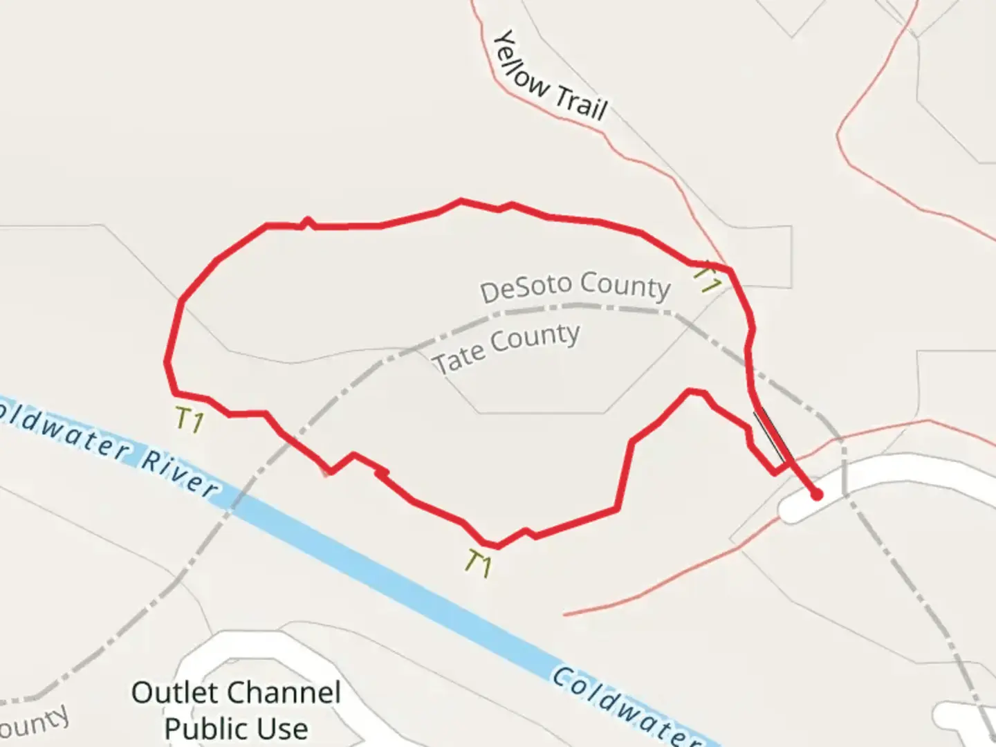 An image depicting the trail Coldwater River Loop and its surrounding area.