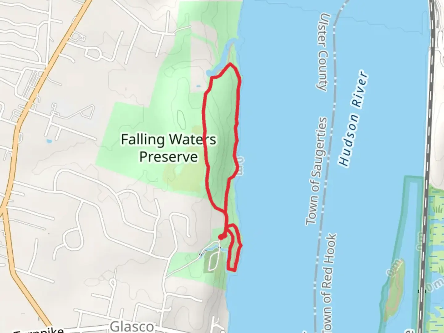 An image depicting the trail Hudson Riverside Loop Trail - Glasco and its surrounding area.