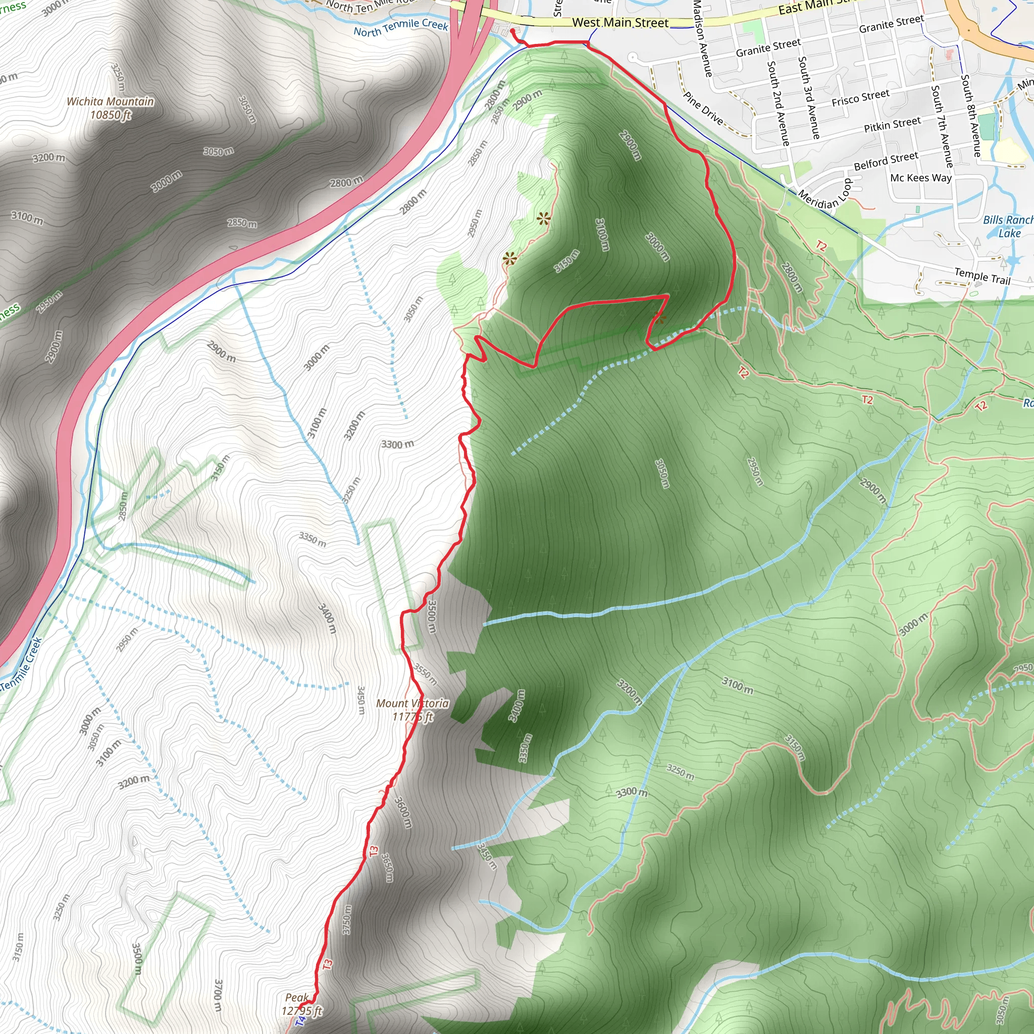 Peak 1 and Mount Victoria via Temple Trail mobile static map