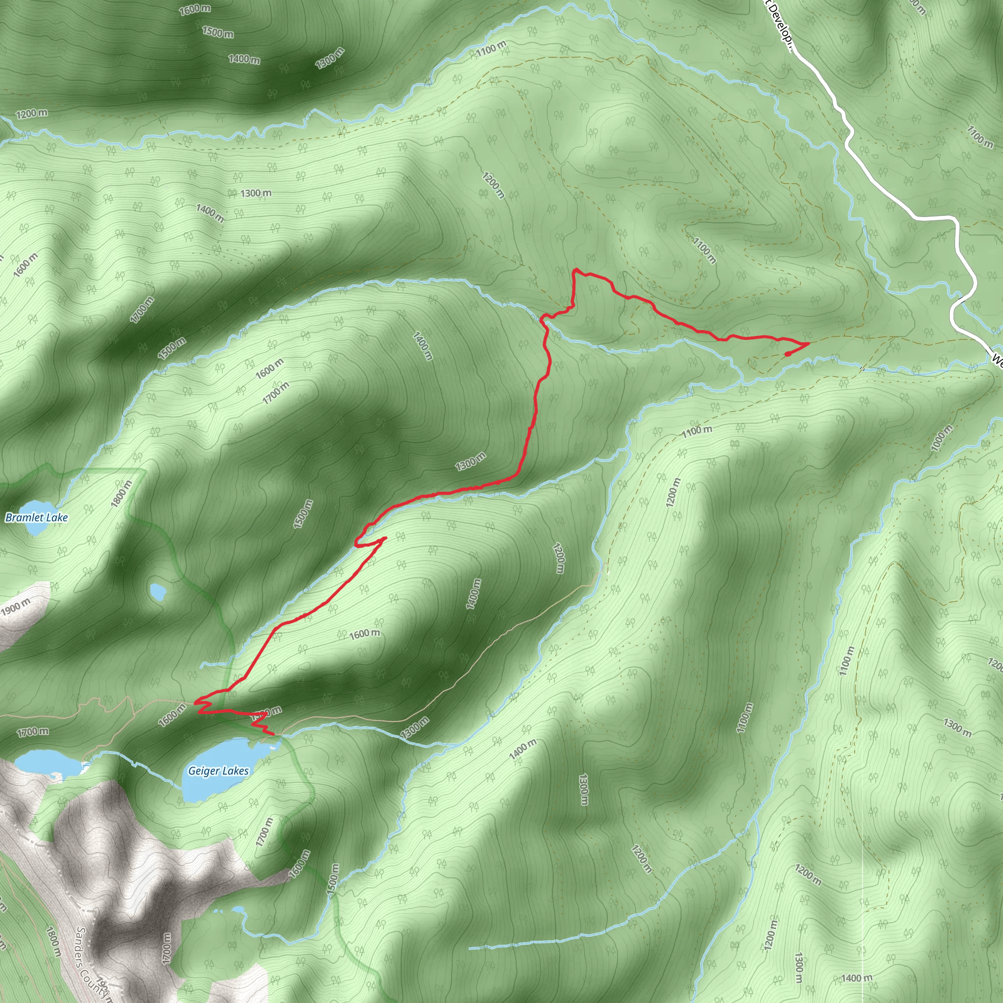 Geiger Lake via Fourth of July Trail mobile static map