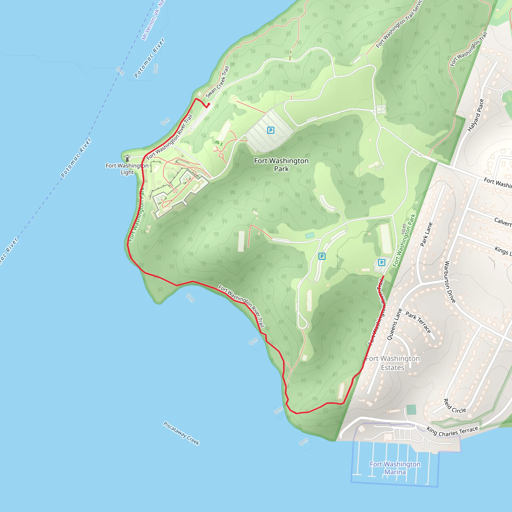 Ft Washington River Trail mobile static map