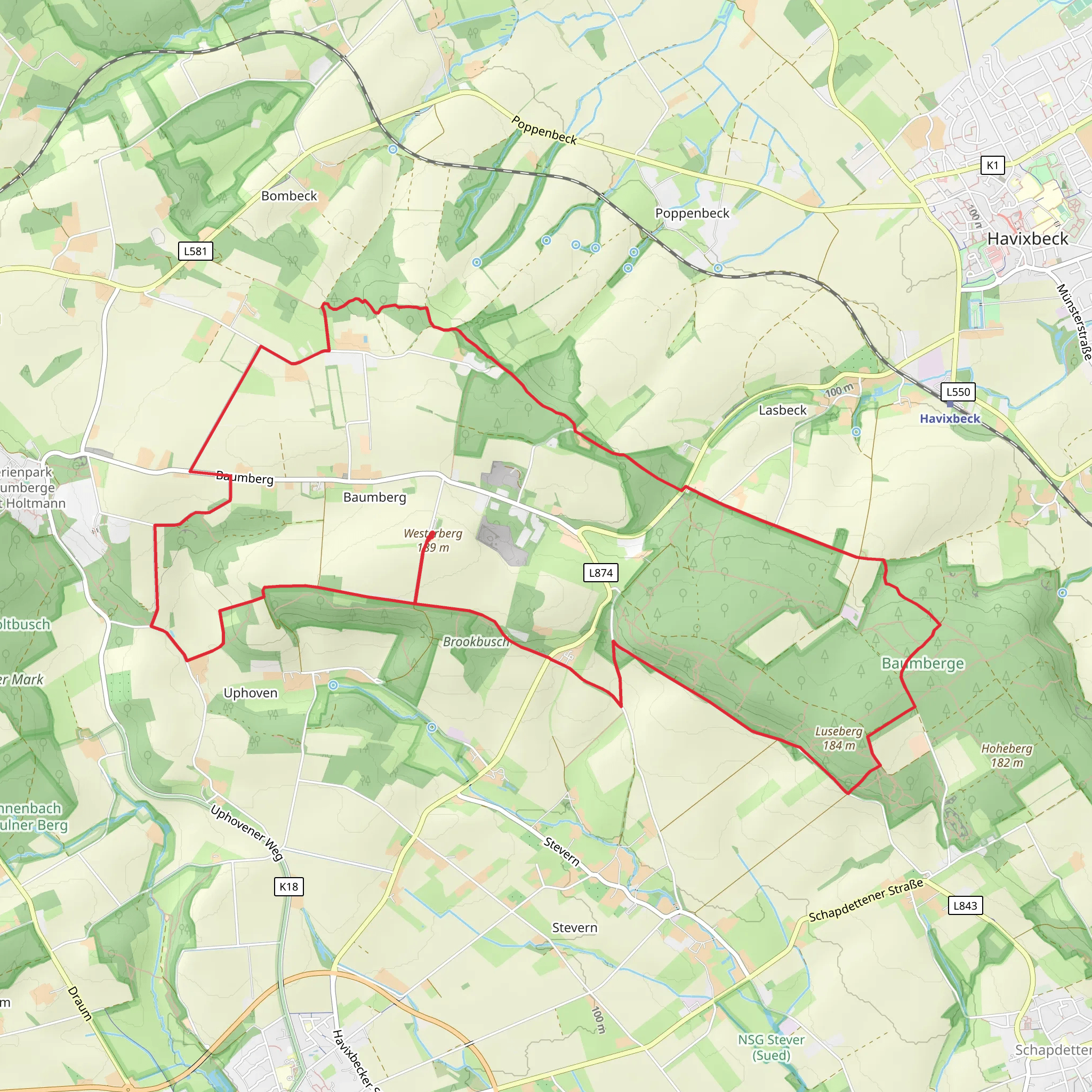 Longinusturm Rundweg and Nottuln Rundweg mobile static map
