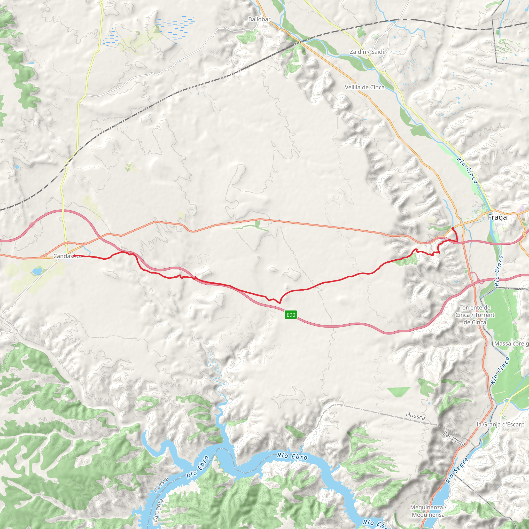 Fraga - Candasnos PR HU 222 mobile static map