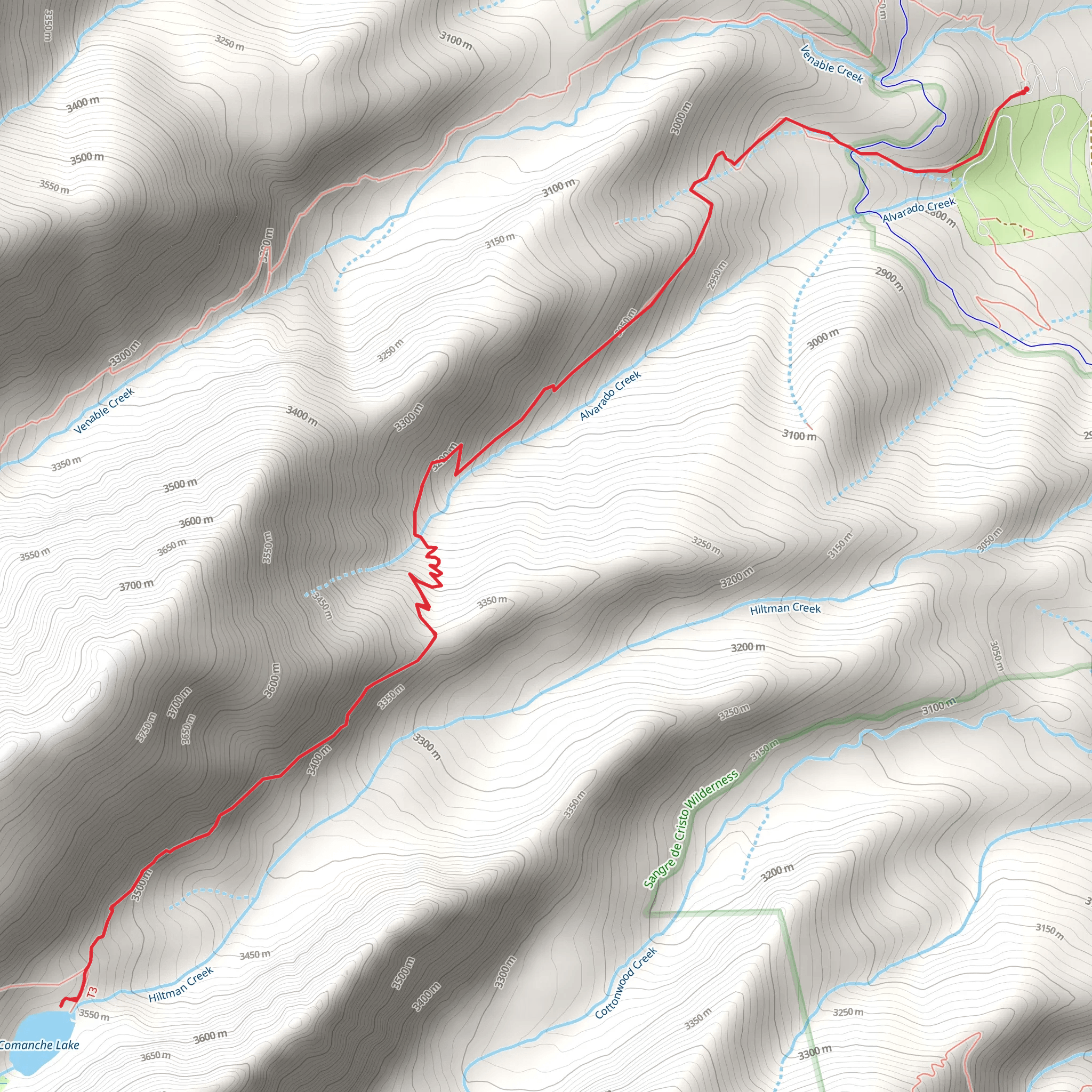 Comanche Lake via Comanche Trail mobile static map