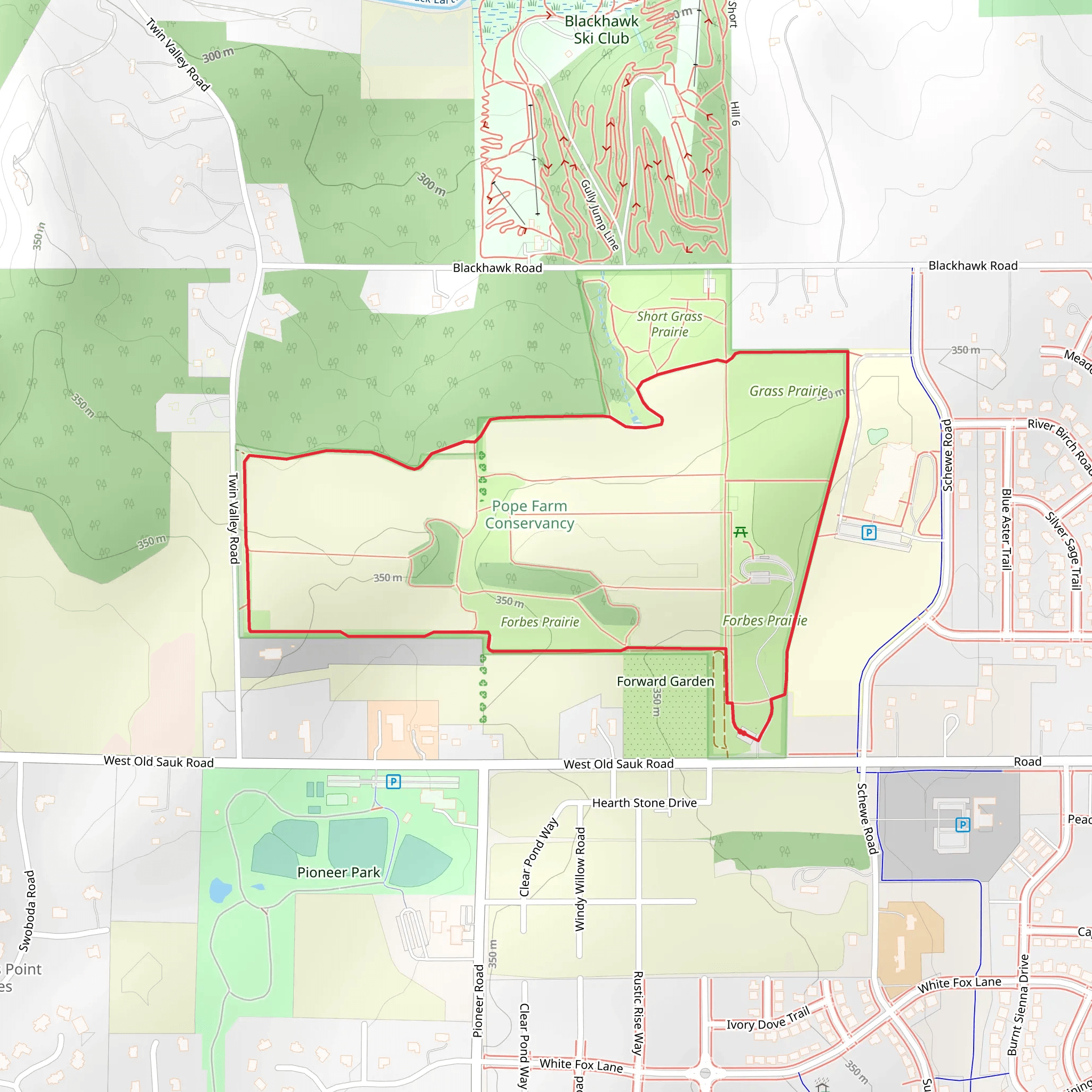 Forbes Prairie, Grass Prairie and Sugar Maples Loop mobile static map