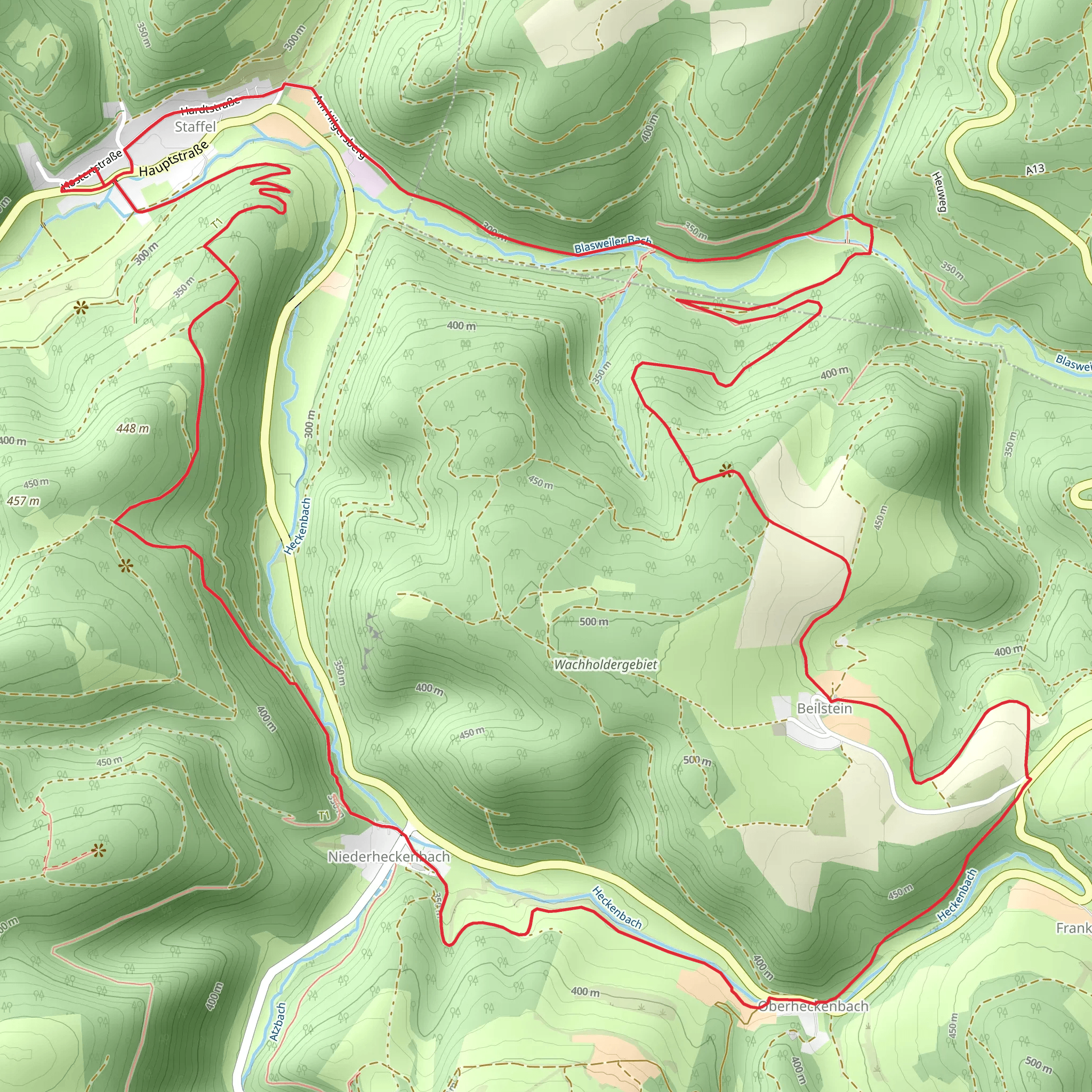 Kesseling Rundwanderweg and Wacholder Weg mobile static map