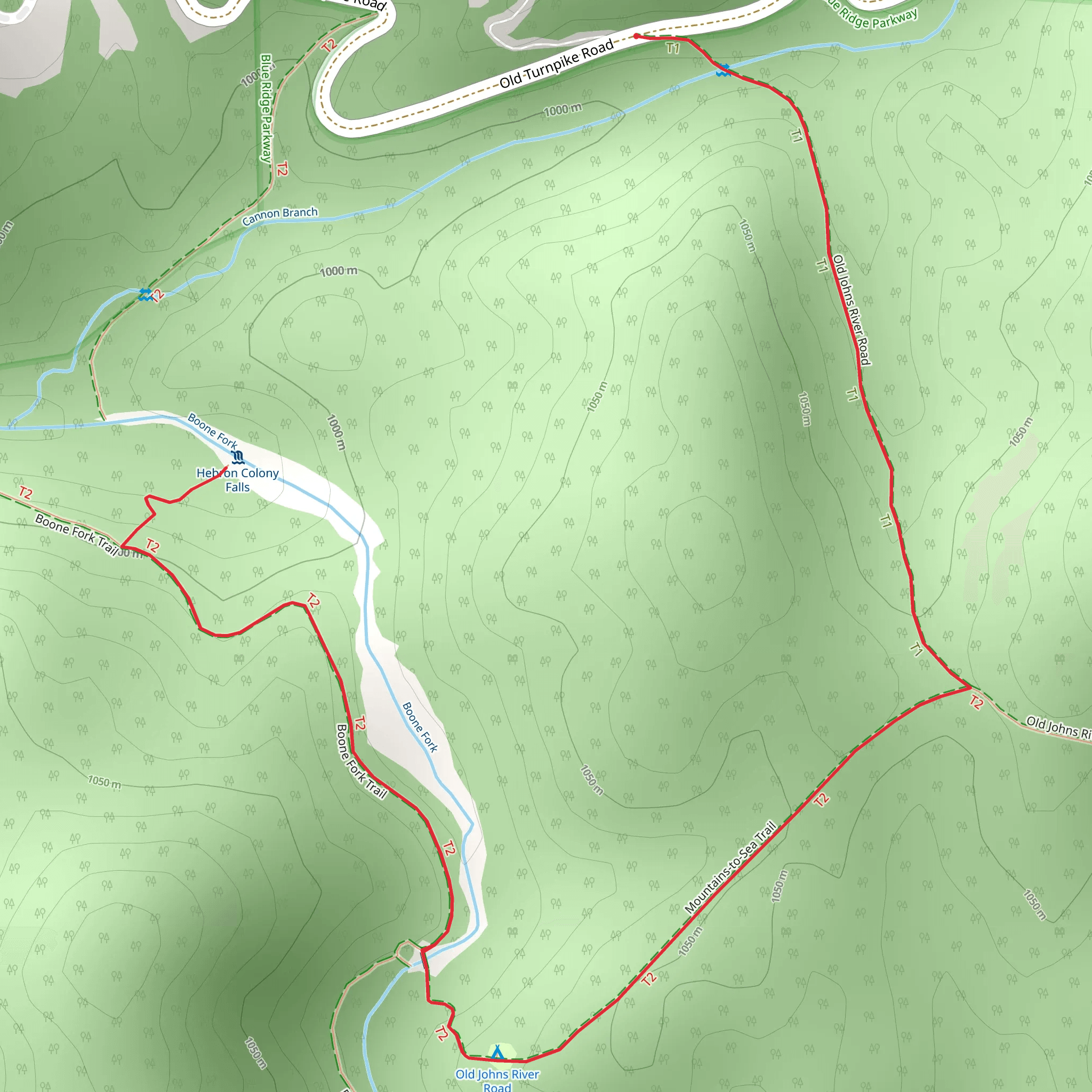 Boone Fork via Old Johns River Road mobile static map