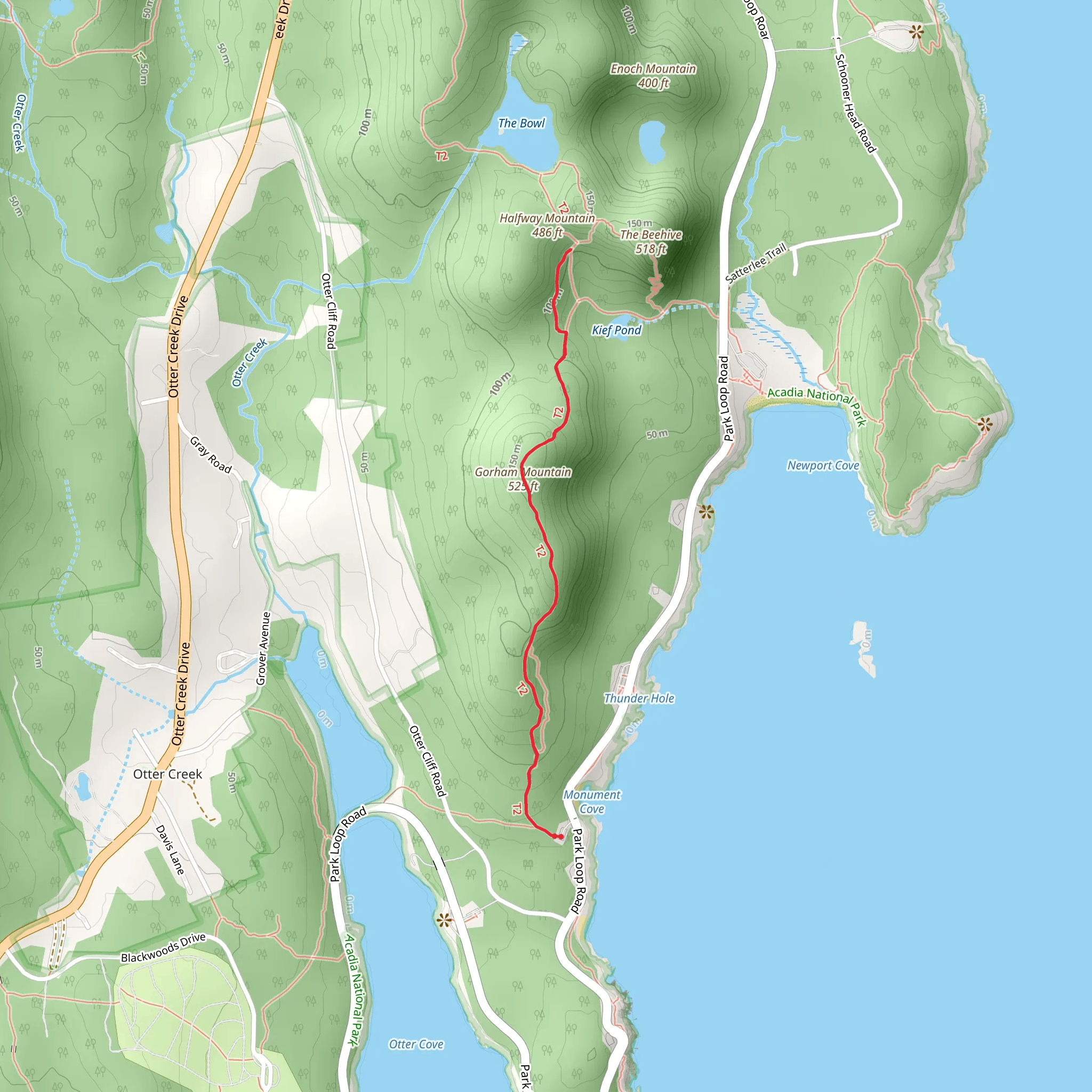 Gorham Mountain Trail mobile static map